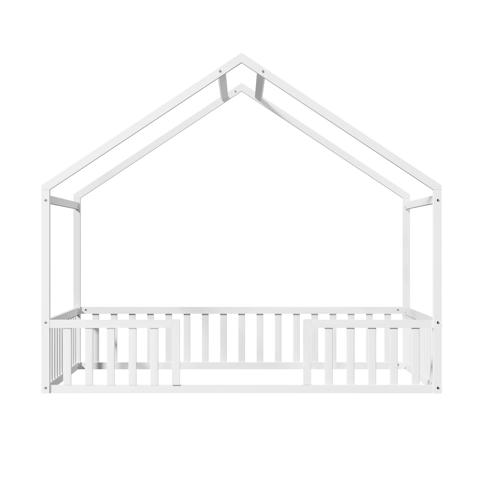 8 Oikiture Double House Bed Kids Wooden Bed Frame - White, 8 of 10