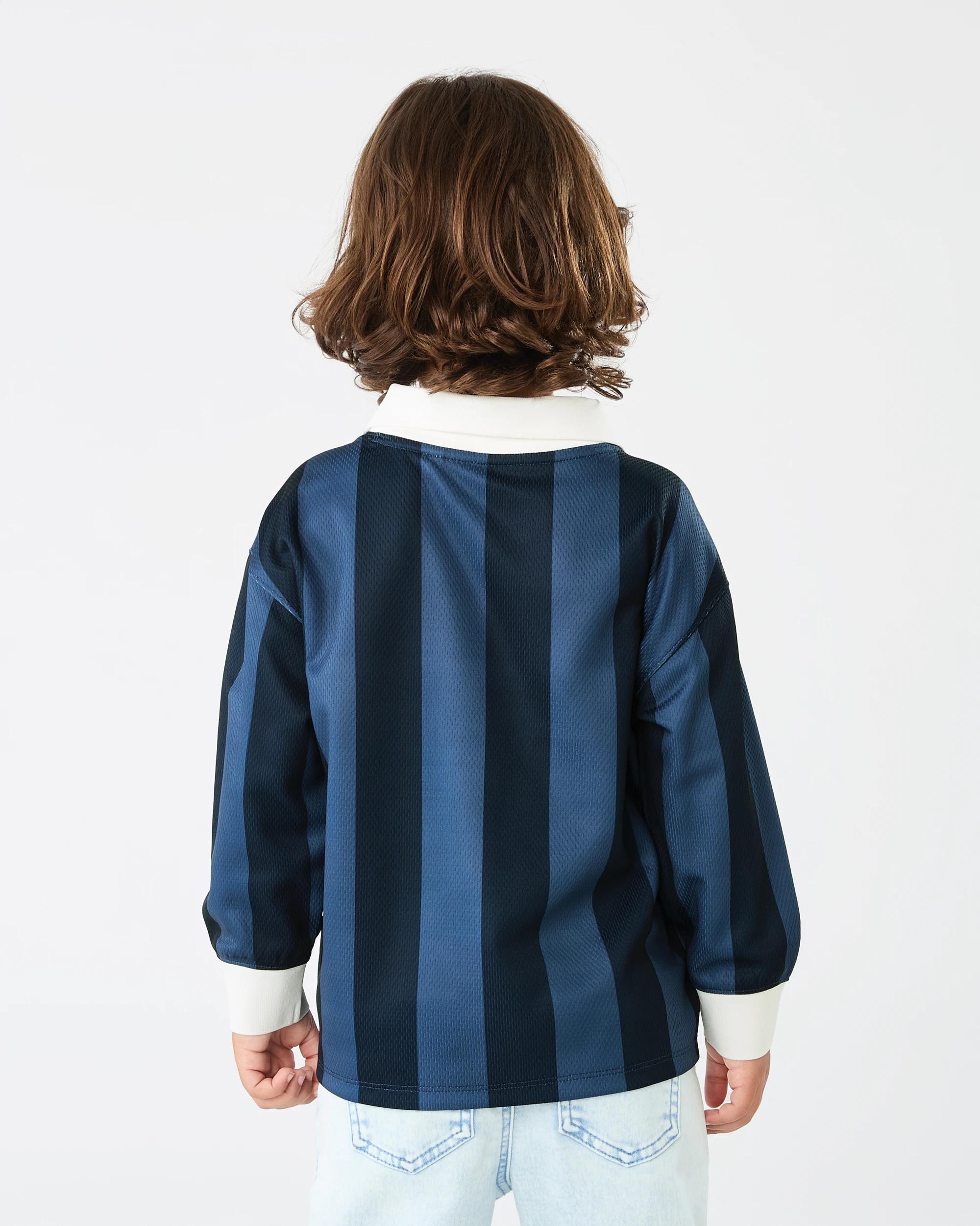 2 Long Sleeve Sports Jersey T-shirt Blu Stripe, 2 of 6