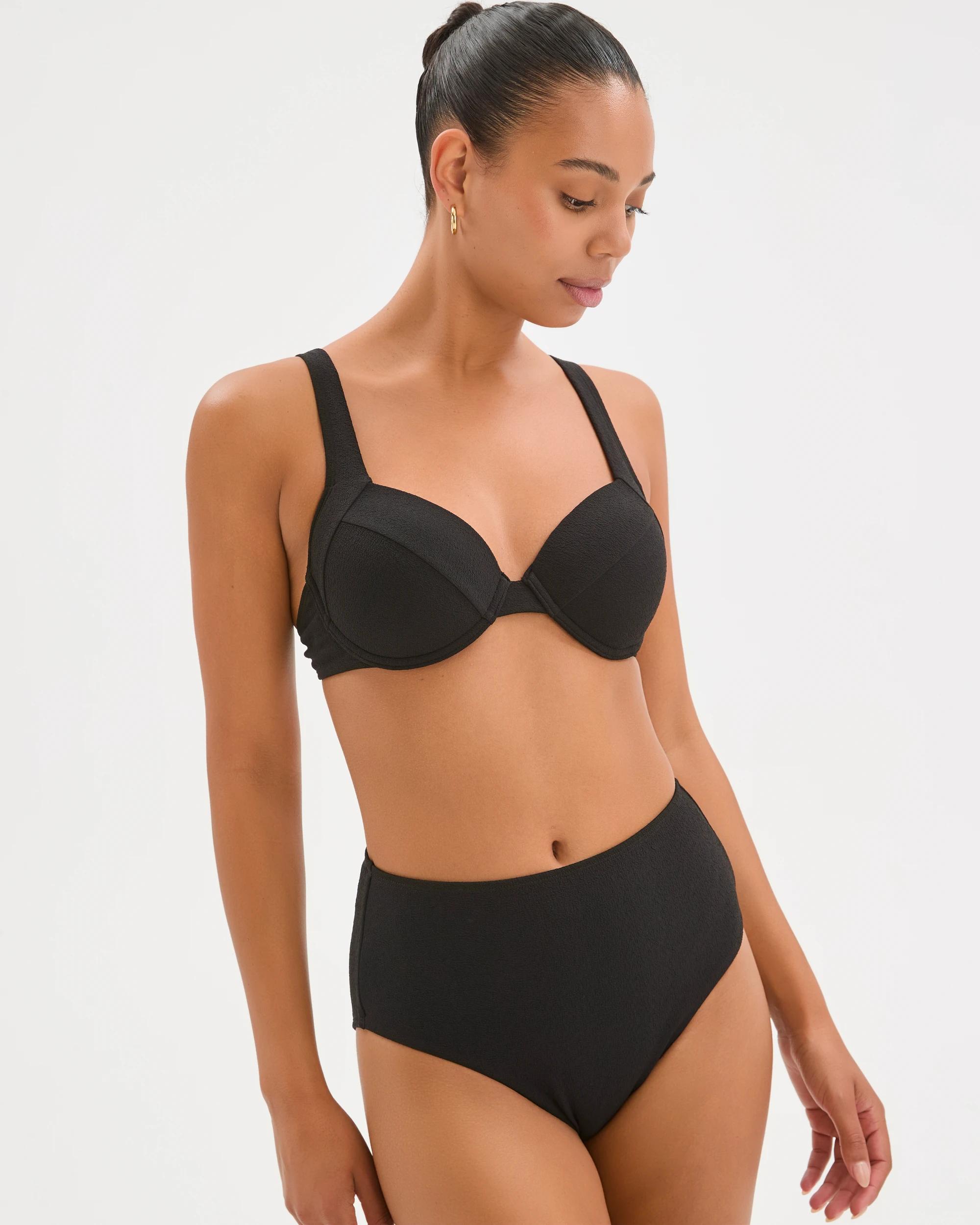 2 Target Woman Shape Your Body Resort High Waisted Soft Textured Swim Bikini Bottoms BLACK, 2 of 9
