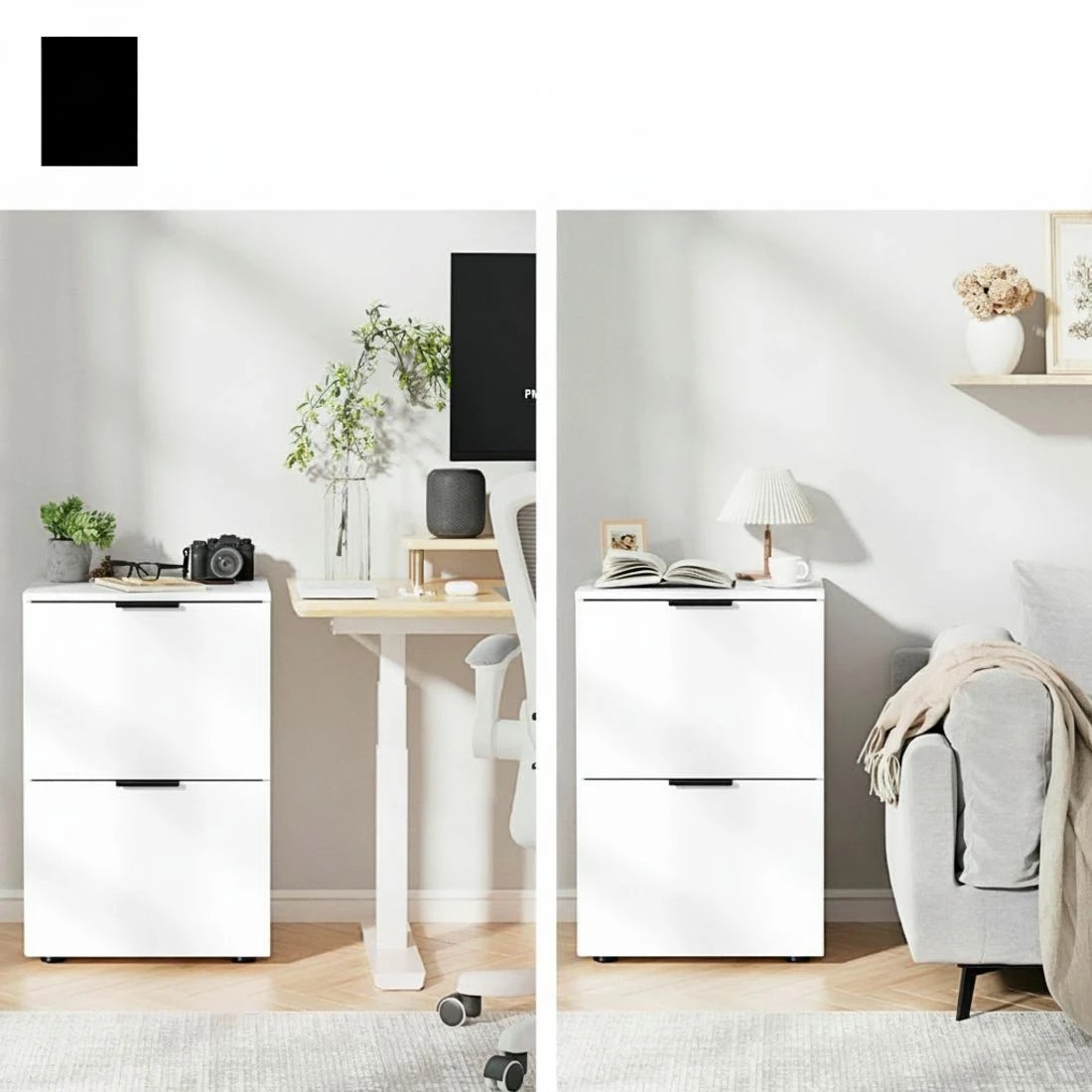 8 Artiss Filing Cabinet Files Storage Office Shelves File Organiser White 2 Drawer
 - white, 8 of 8