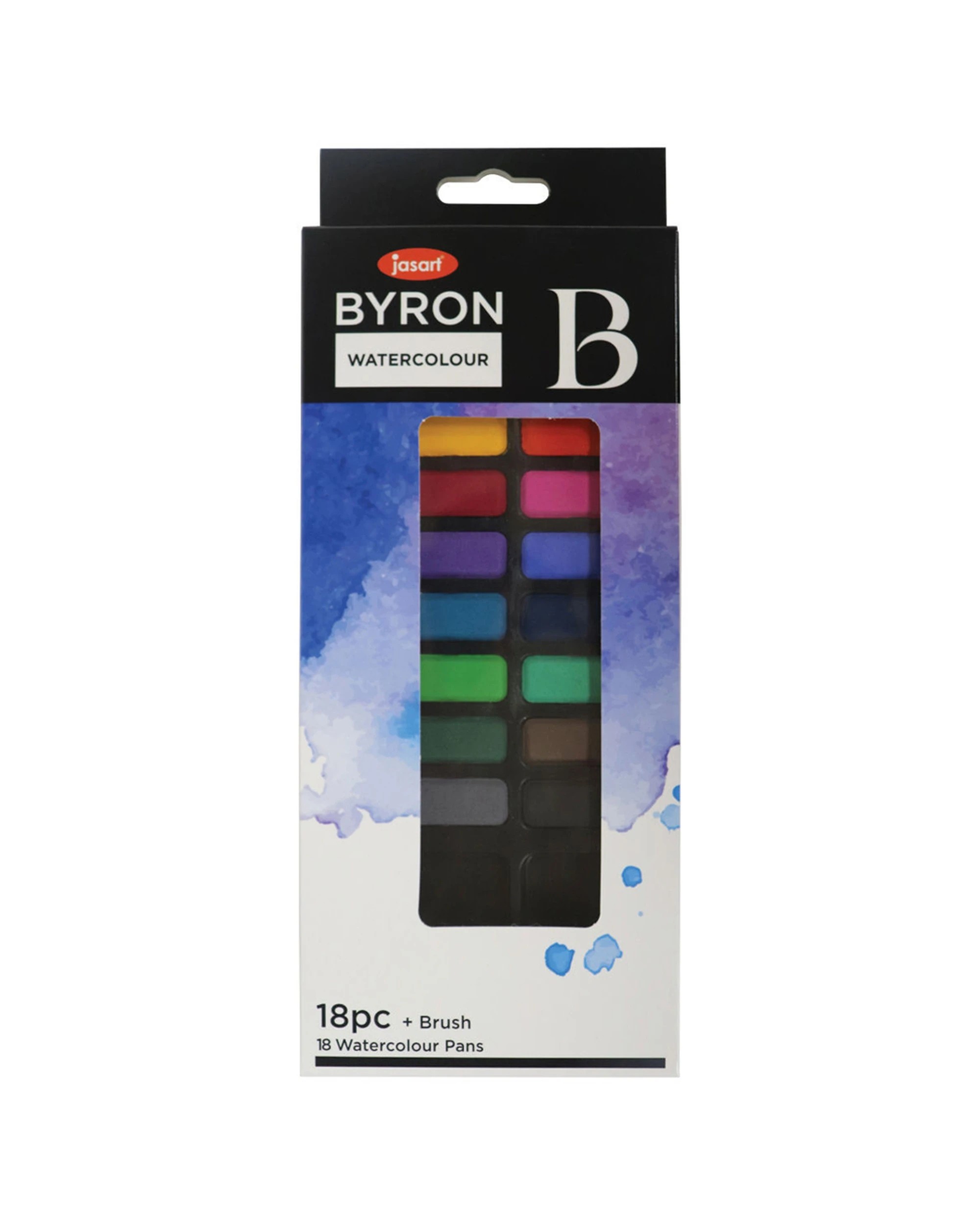 1 Jasart Byron 18 Colour Pan Watercolour With Tin Brush Set - Multi, 1 of 1