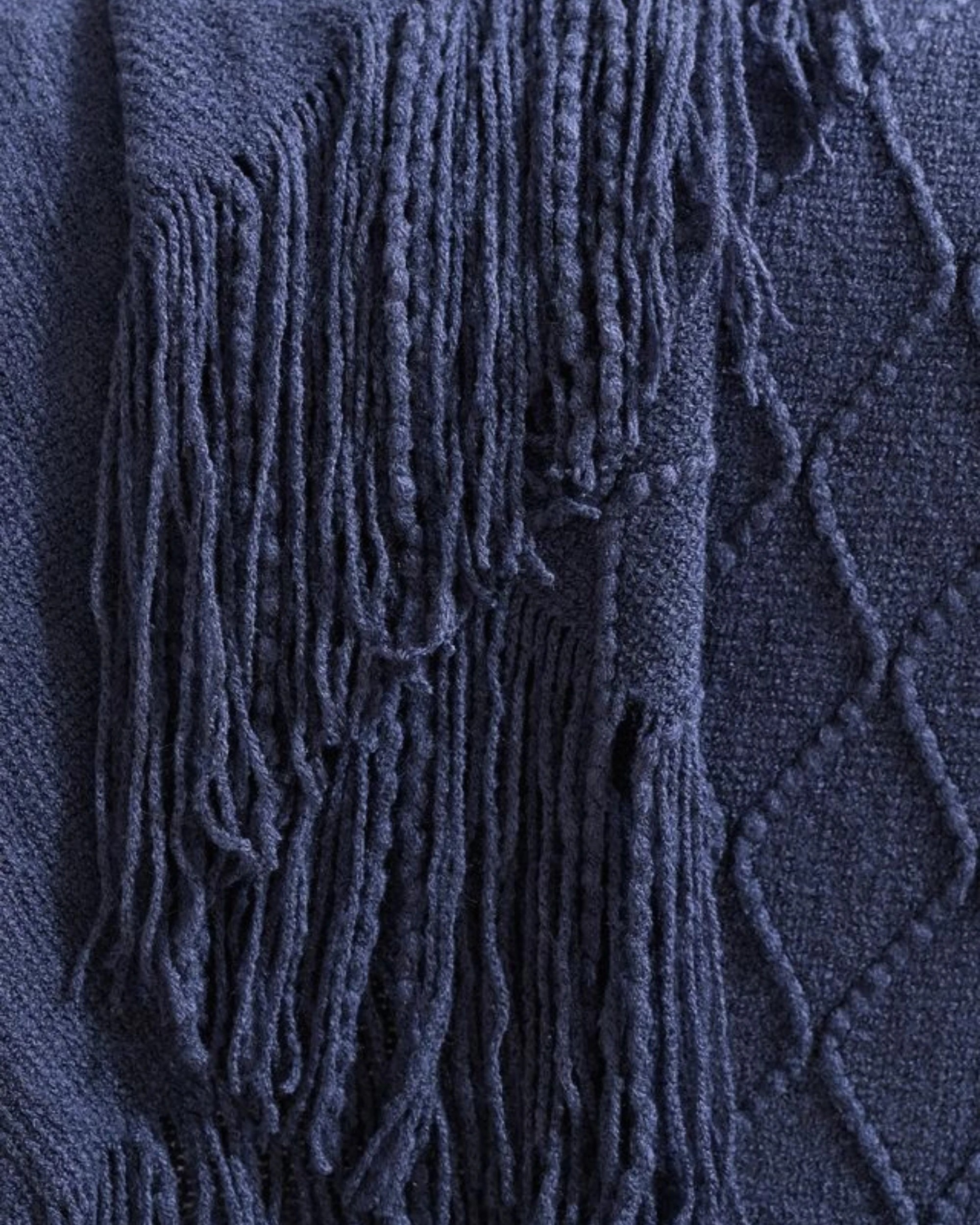 Gioia Casa Micro Plush Diamond Knitted Throw Blanket 130x170cm - Navy ...