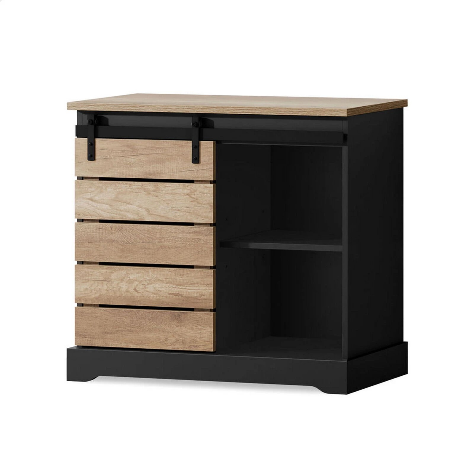 1 Alfordson Buffet Sideboard Cabinet Sliding Door Cupboard Storage Hallway Kitchen - Black, 1 of 10