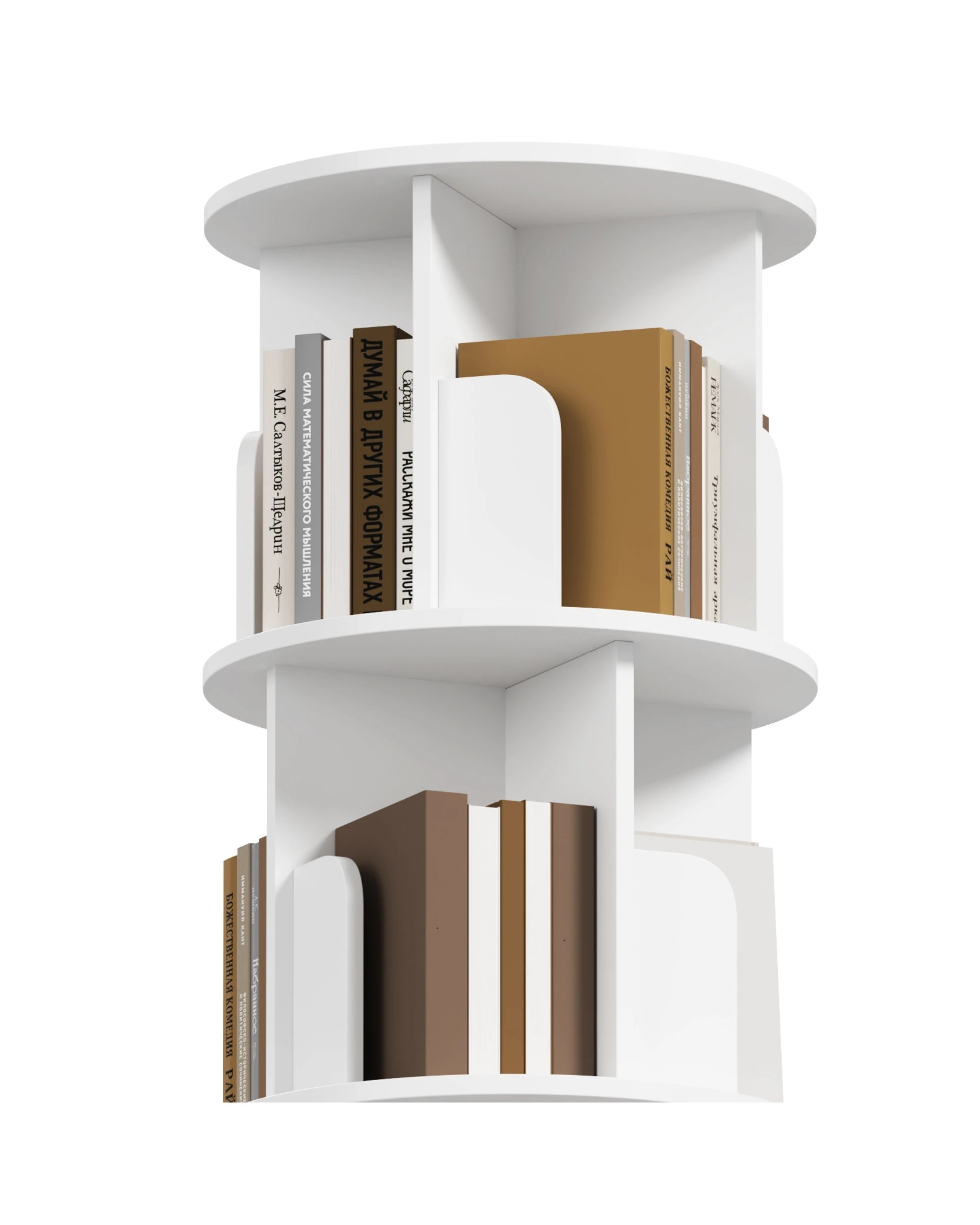 4 Ufurniture 3 Tier Rotating Bookshelf Corner Standing Wooden Bookcase - White, 4 of 5