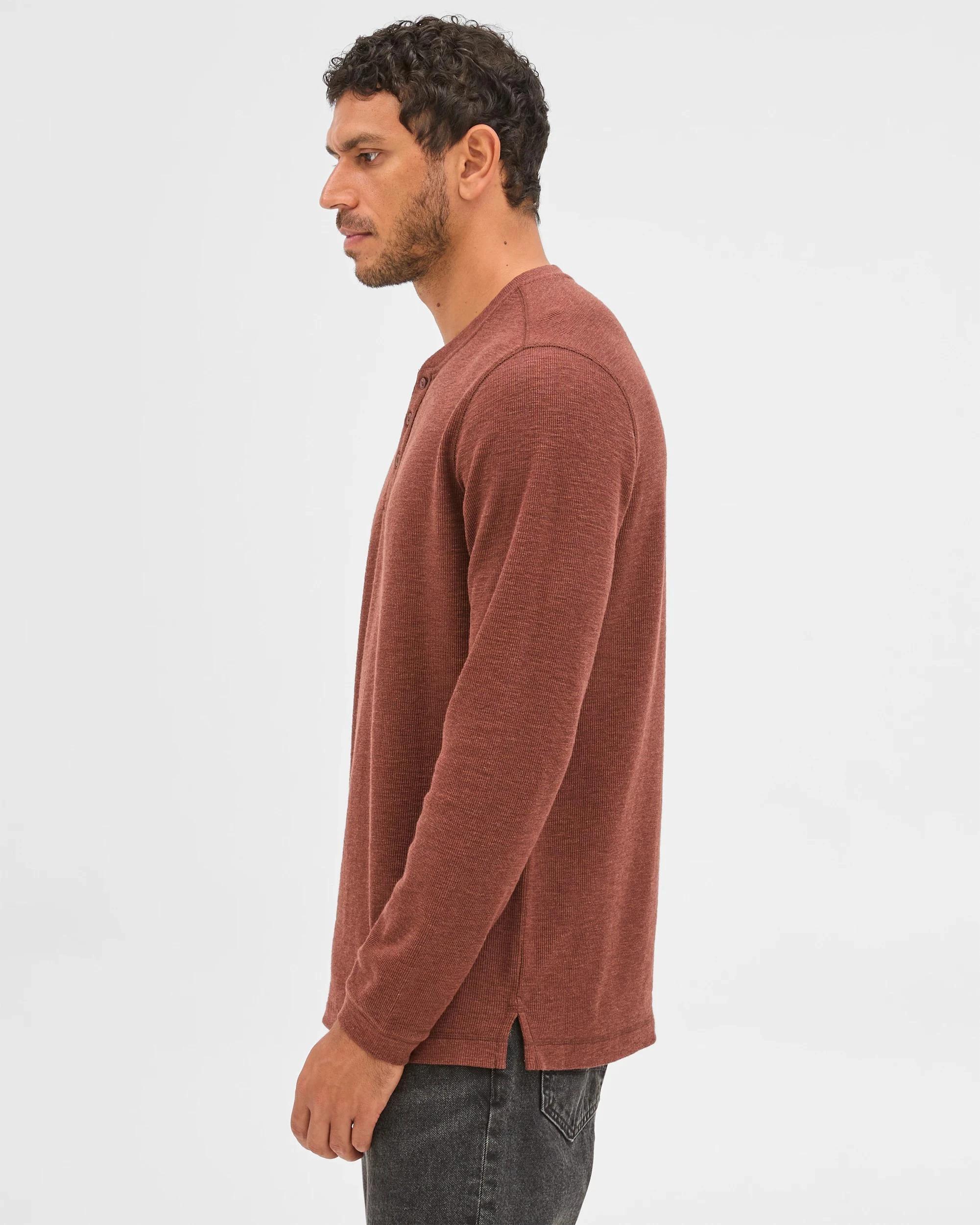 5 Target Australian Cotton Waffle Henley T-Shirt OXBLOOD MARLE, 5 of 6