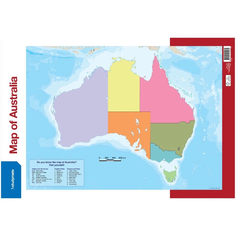2 Studymate Double-sided Double-sided Australian Map Wall Chart, 2 of 3