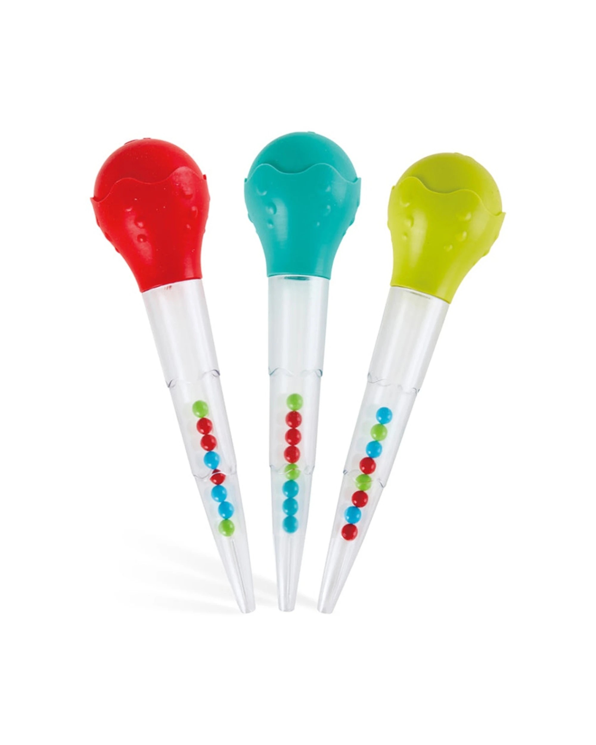 1 Hape Squeeze & Squirt Bath Toys 3pc Water Beads Spout Plastic Set, 1 of 3