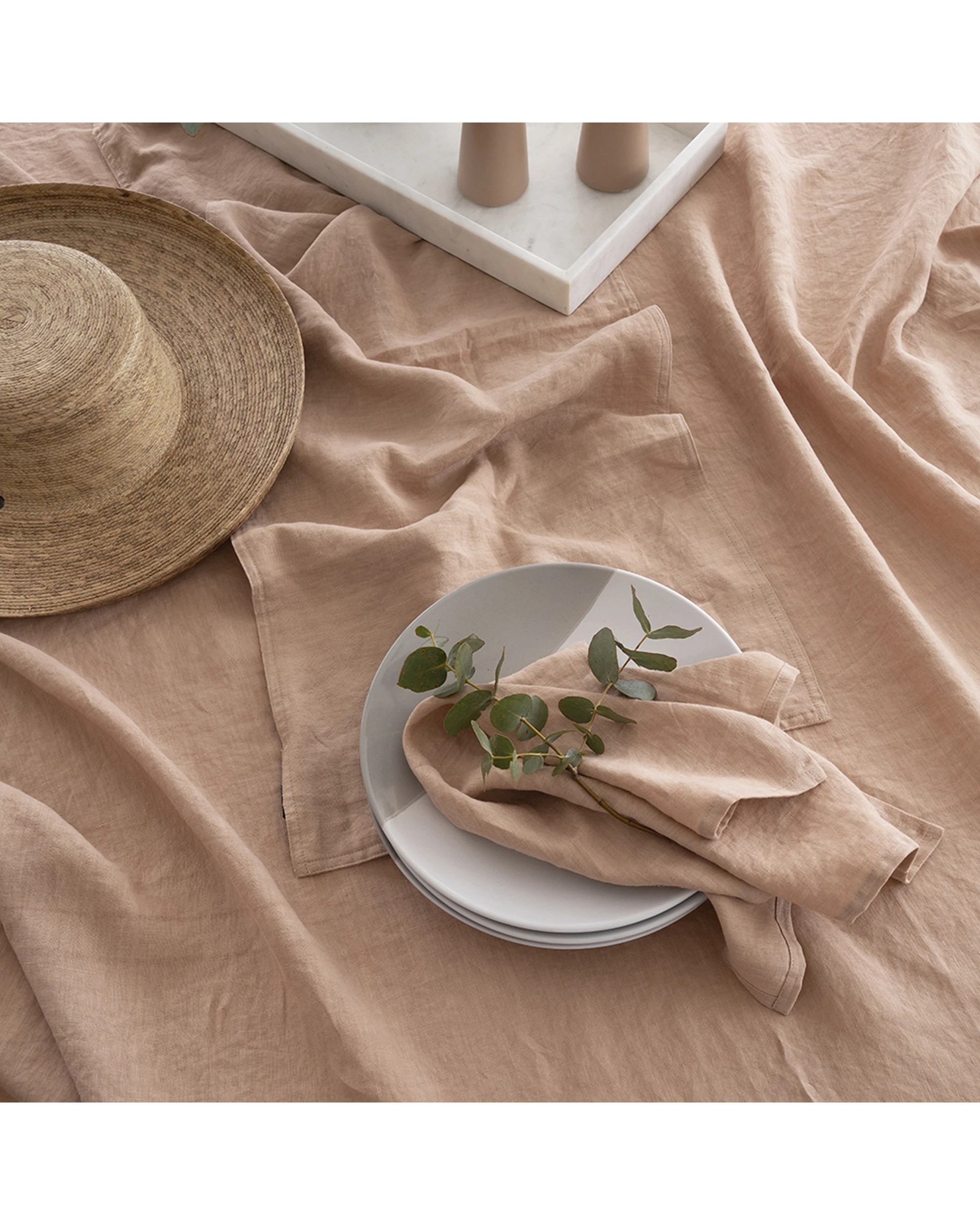3 Bambury Home Decor Tableware Linen Napkin Set Tea Rose 2PK 2pc 45x45cm - Pink, 3 of 4