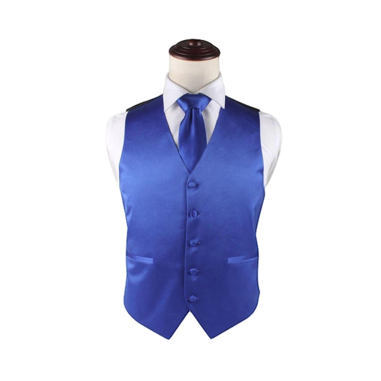 1 Zasel Mens Plain Vest Waistcoat & Matching Neck Tie ROYAL BLUE, 1 of 1