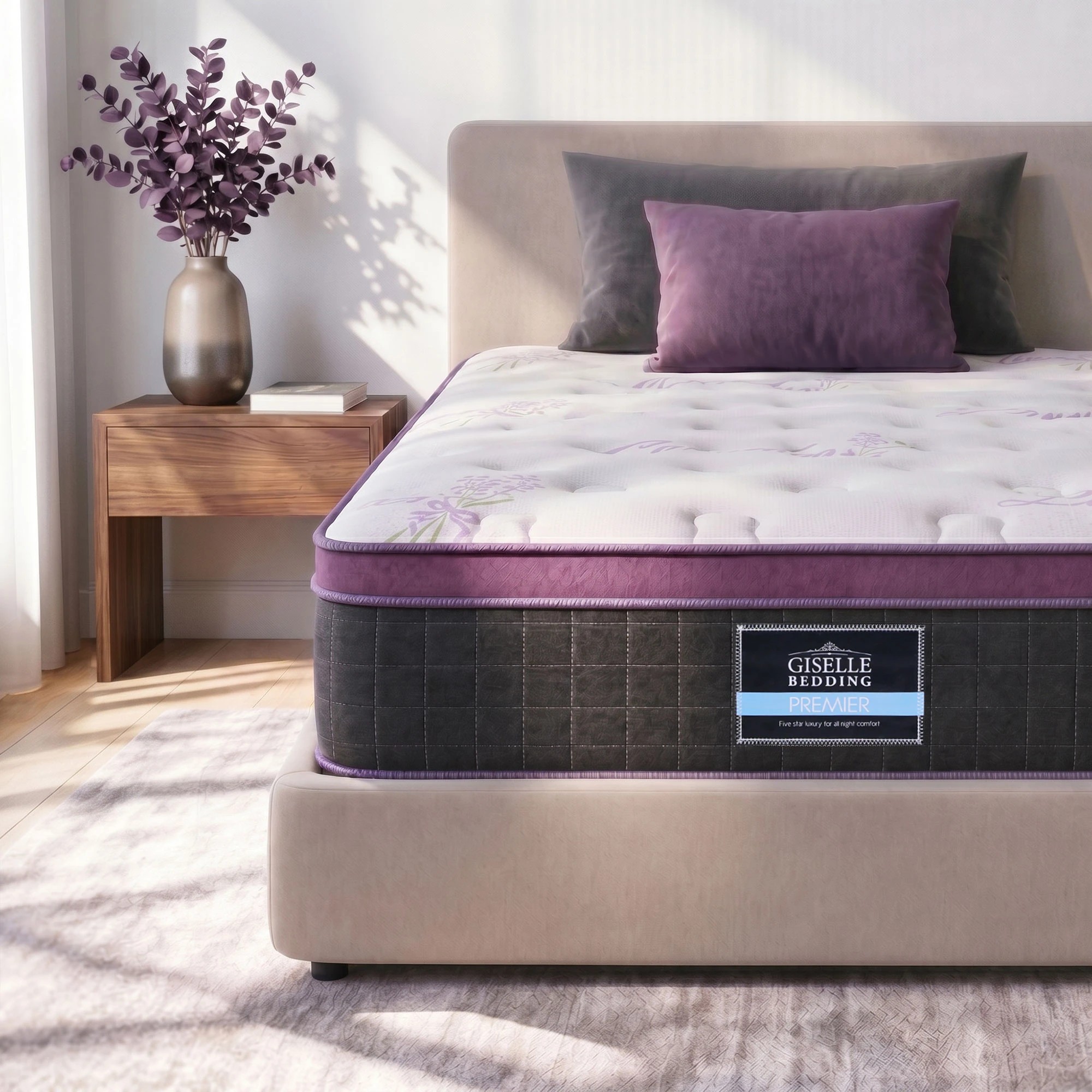 2 Giselle Euro Top Mattress Firm Pocket Spring Edge Support - King Single Bed - Multi, 2 of 9