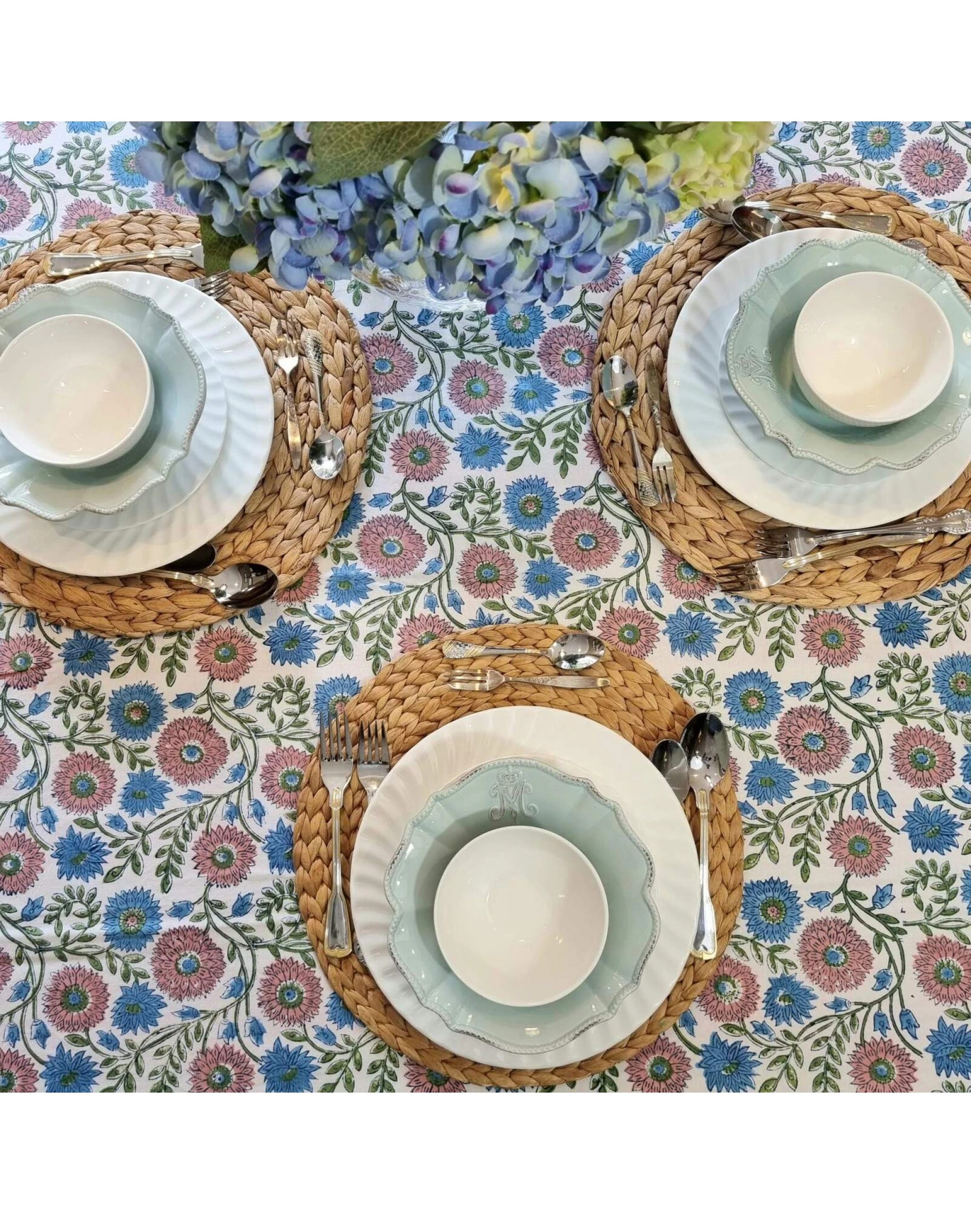 2 Kolka Kumudani Hand Block-printed Tablecloth - Pink, 2 of 8