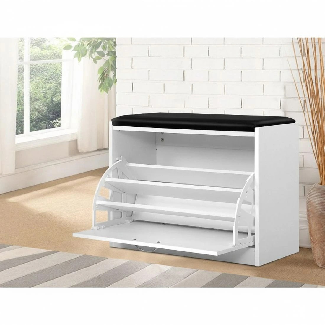 4 Artiss Shoe Rack Cabinet Bench 15 Pairs Kyla - White, 4 of 5