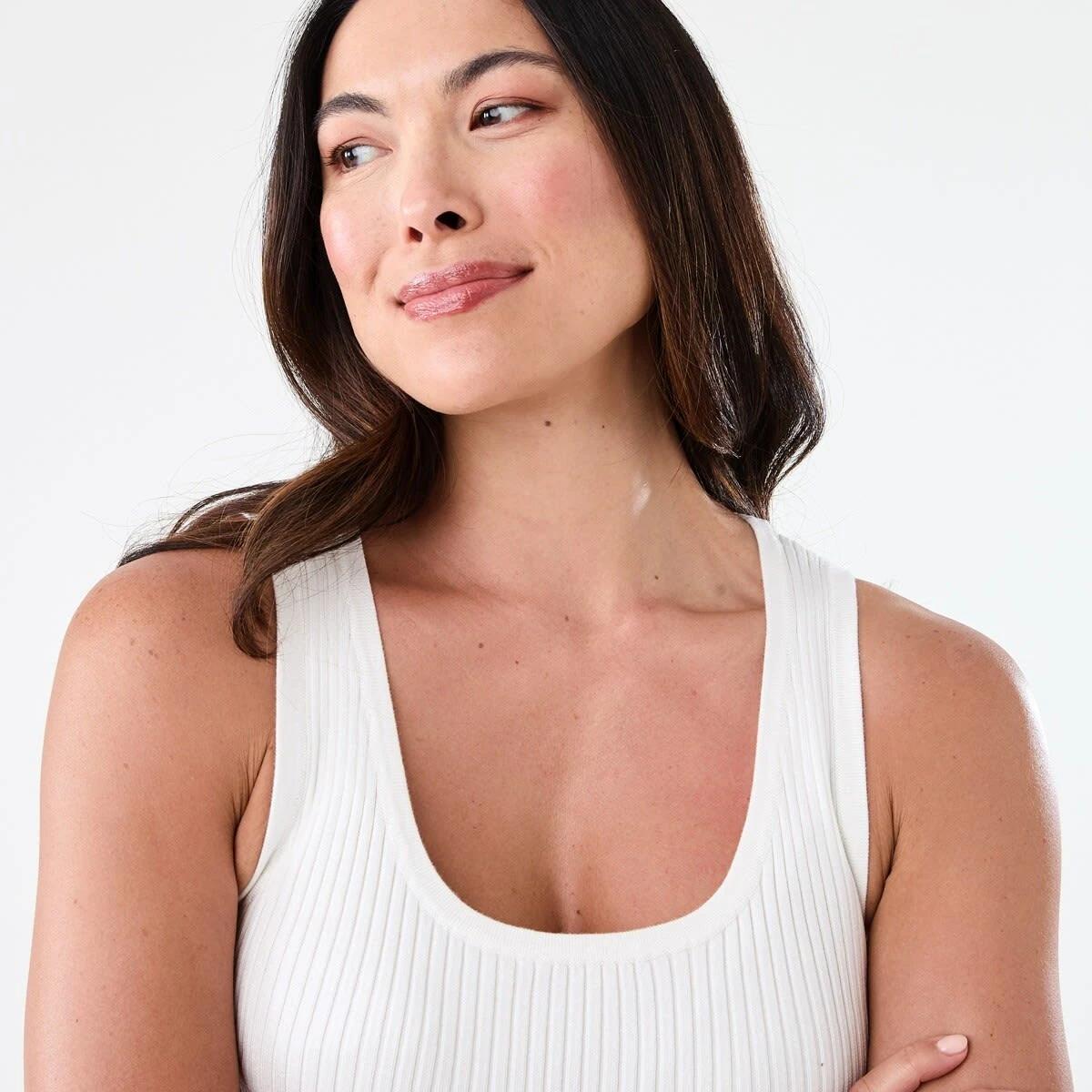 4 Sleeveless Panelled Scoop Neck Tank Ecru, 4 of 5