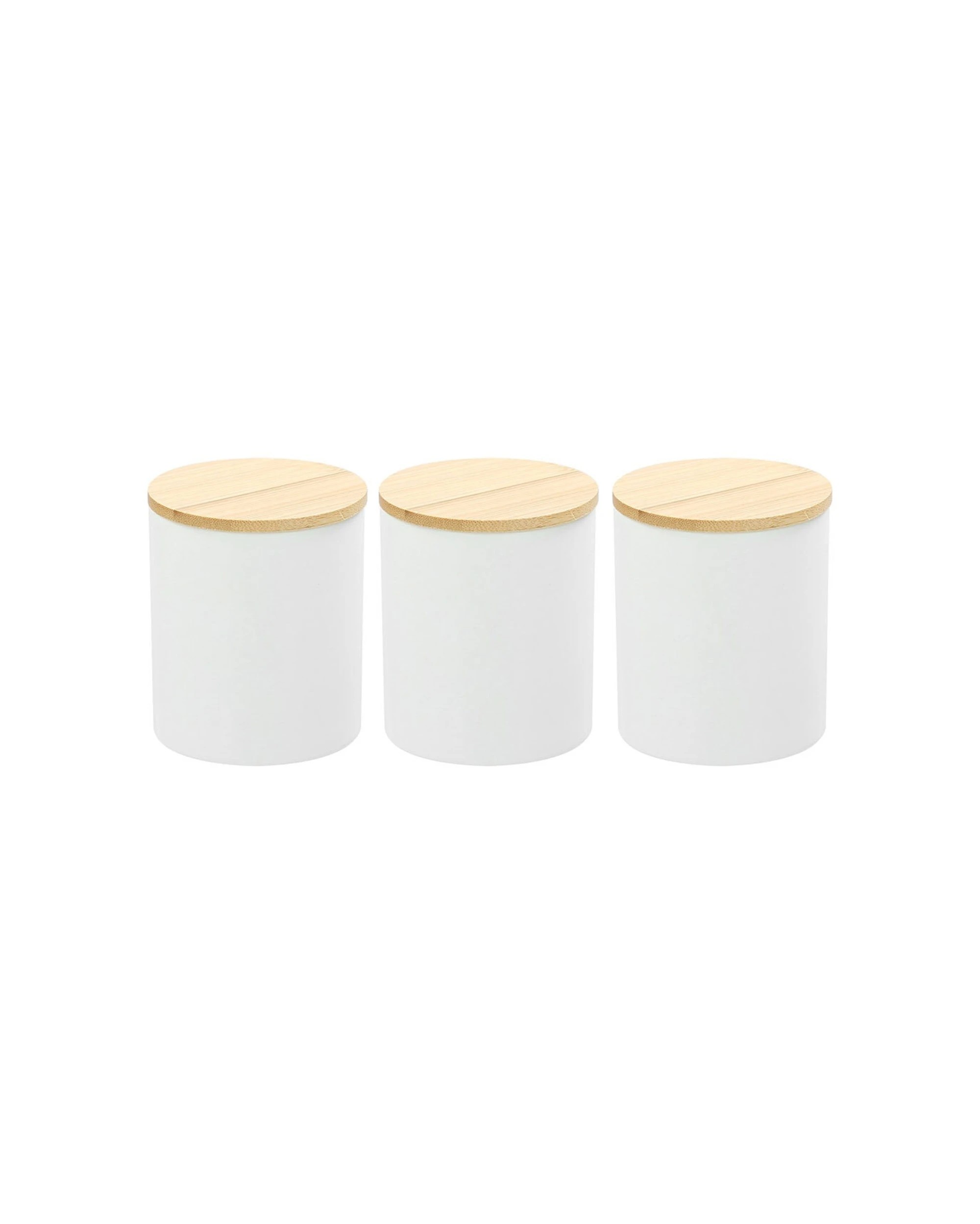 1 Boxsweden 3x Bano Ceramic Bathroom Cup Bamboo Lid 8x10cm - White, 1 of 4