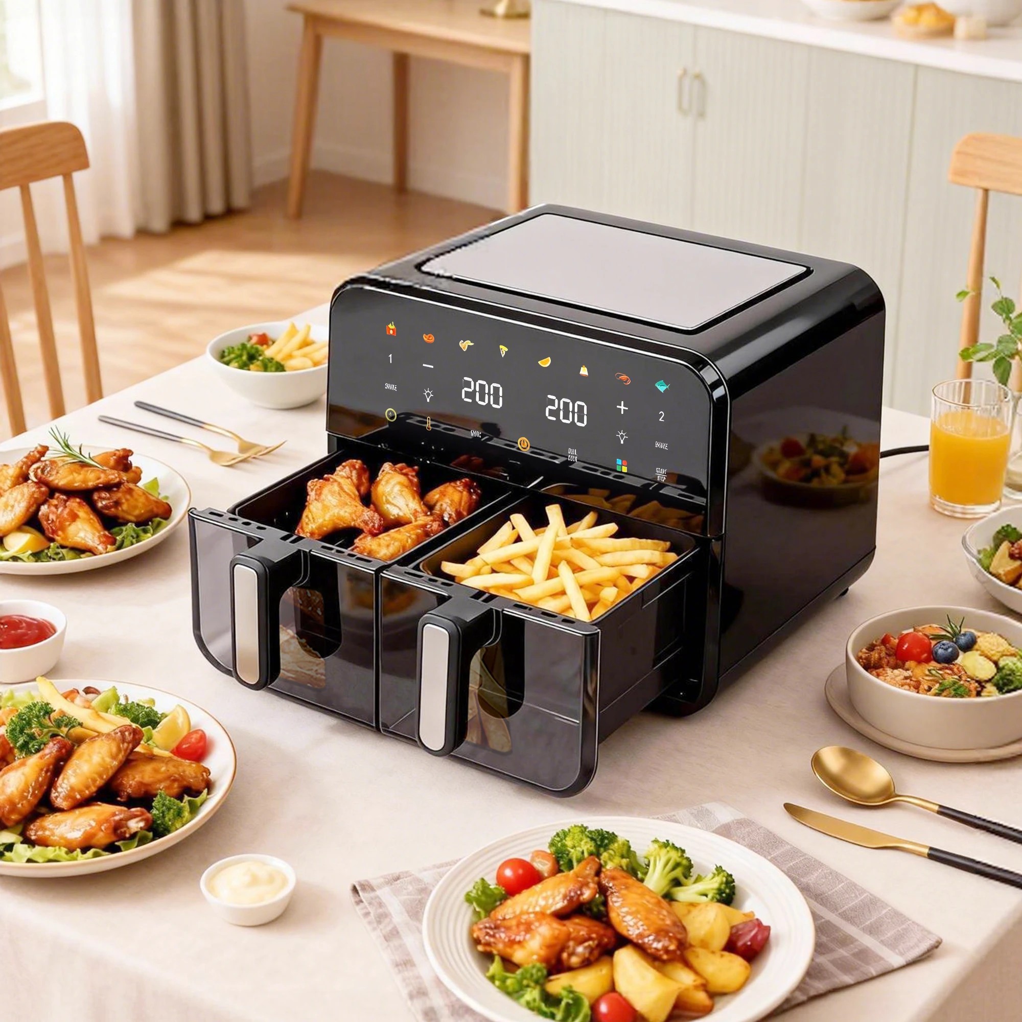 7 Spector 12L Air Fryers With Dual Baskets 8-In-1 Compact Oven In Colour - Black, 7 of 9