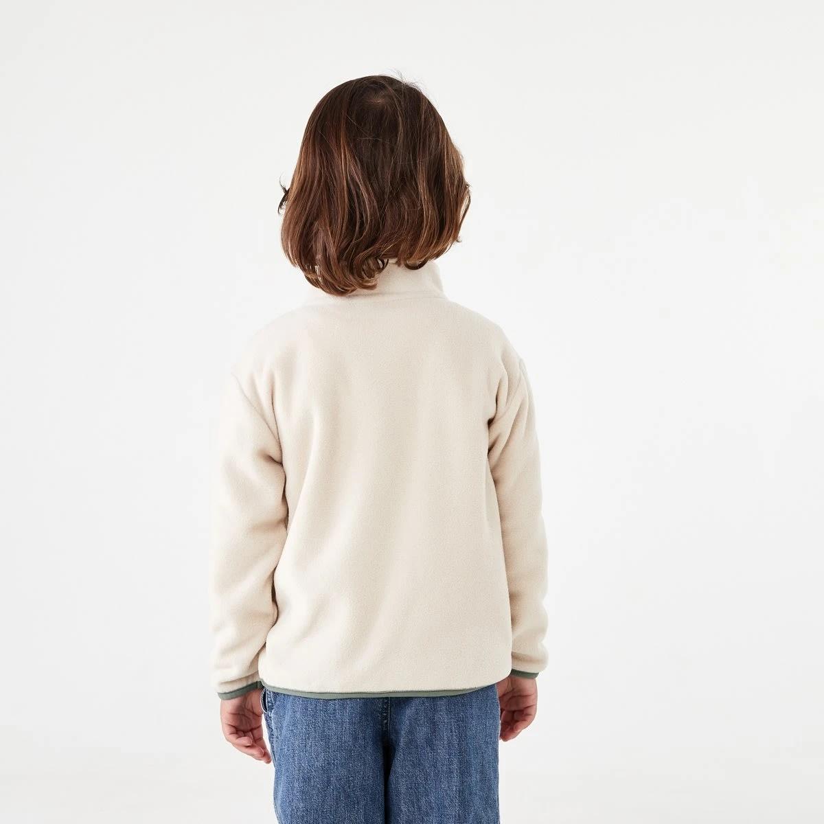 2 Polar Fleece Quarter Zip Sweatshirt Ecru, 2 of 9