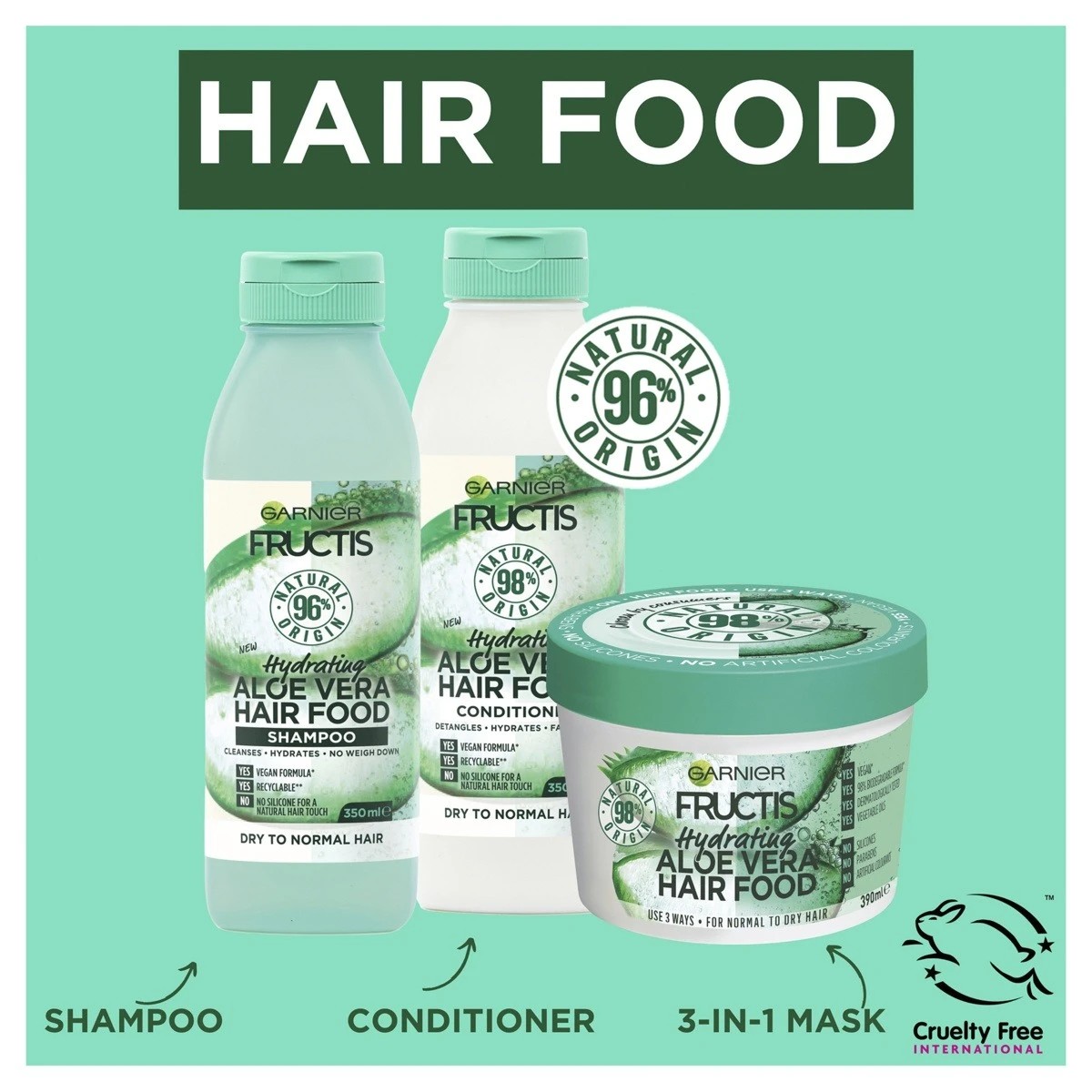 4 Garnier Fructis Hydrating Hair Food 390ml -  Aloe Vera, 4 of 5