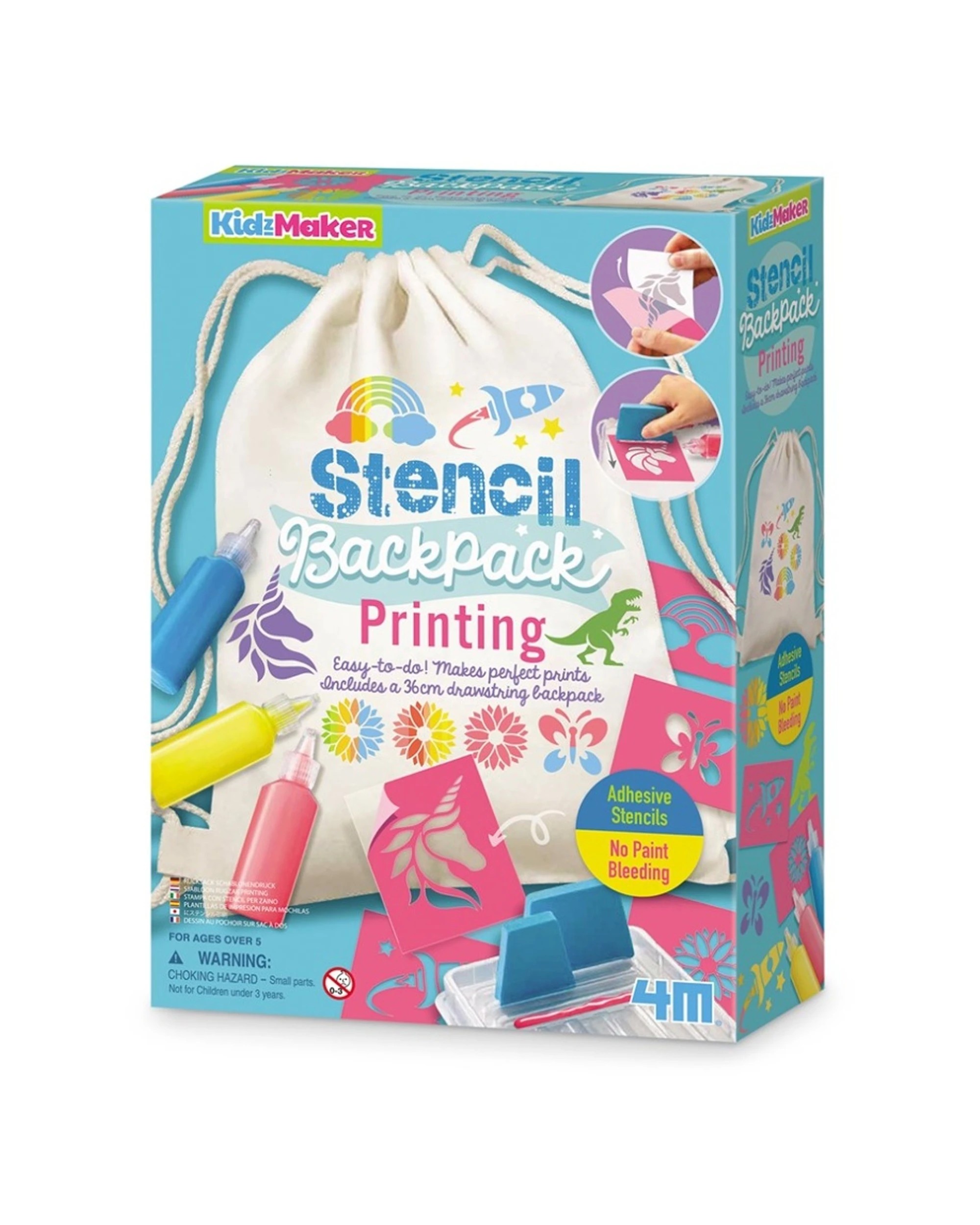 1 4M KidzMaker Stencil Backpack Printing Kids Children Art Craft Kit Set - Multi, 1 of 3