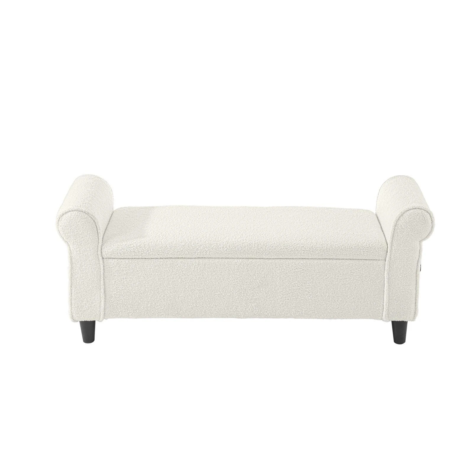 6 Oikiture Storage Ottoman Blanket Box Sherpa Fabric Arm Foot Stool Couch
 - White, 6 of 10