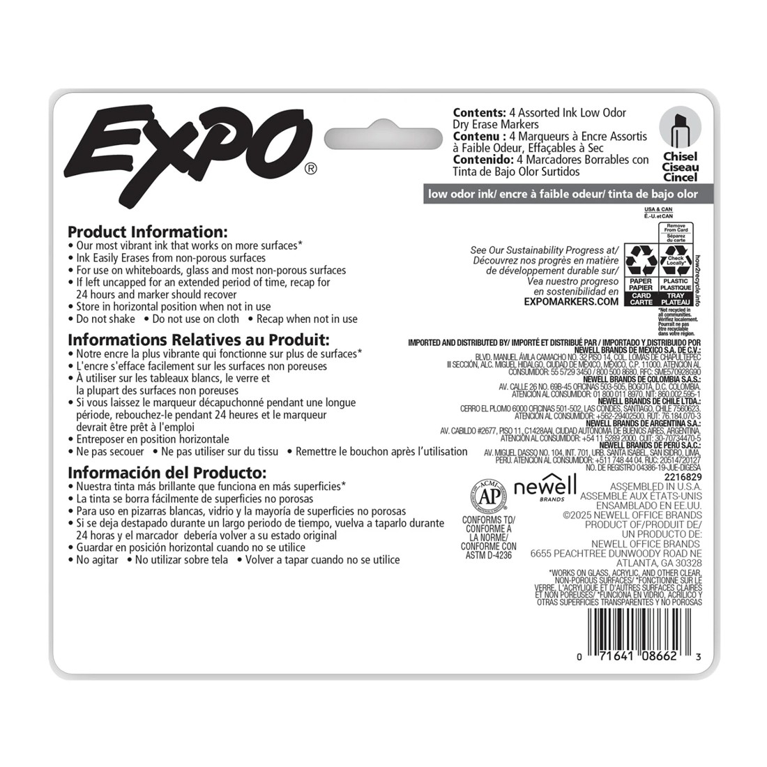 2 4 Pack Expo Dry Erase Chisel Tip Marker, 2 of 10