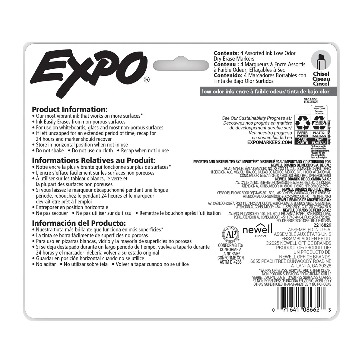 2 4 Pack Expo Dry Erase Chisel Tip Marker, 2 of 10