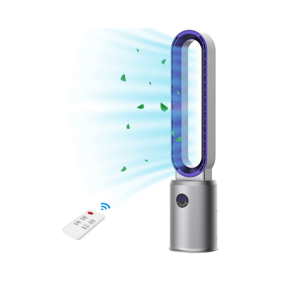 1 Advwin Bladeless Tower Fan Portable Electric Standing Floor Fan Air Circulator With Remote 24-Speeds Adjustable, 1 of 8