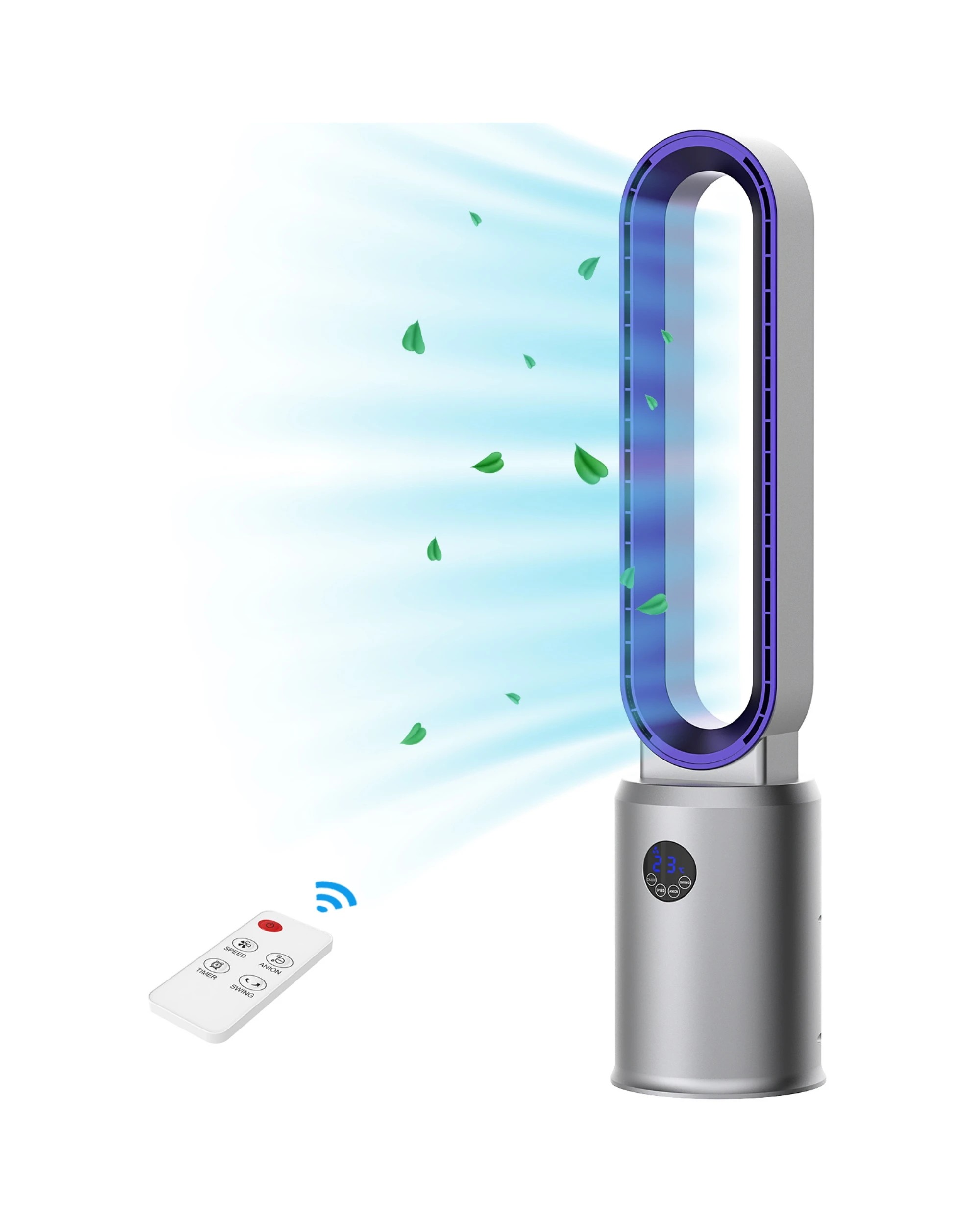 1 Advwin Bladeless Tower Fan Portable Electric Standing Floor Fan Air Circulator With Remote 24-Speeds Adjustable, 1 of 8