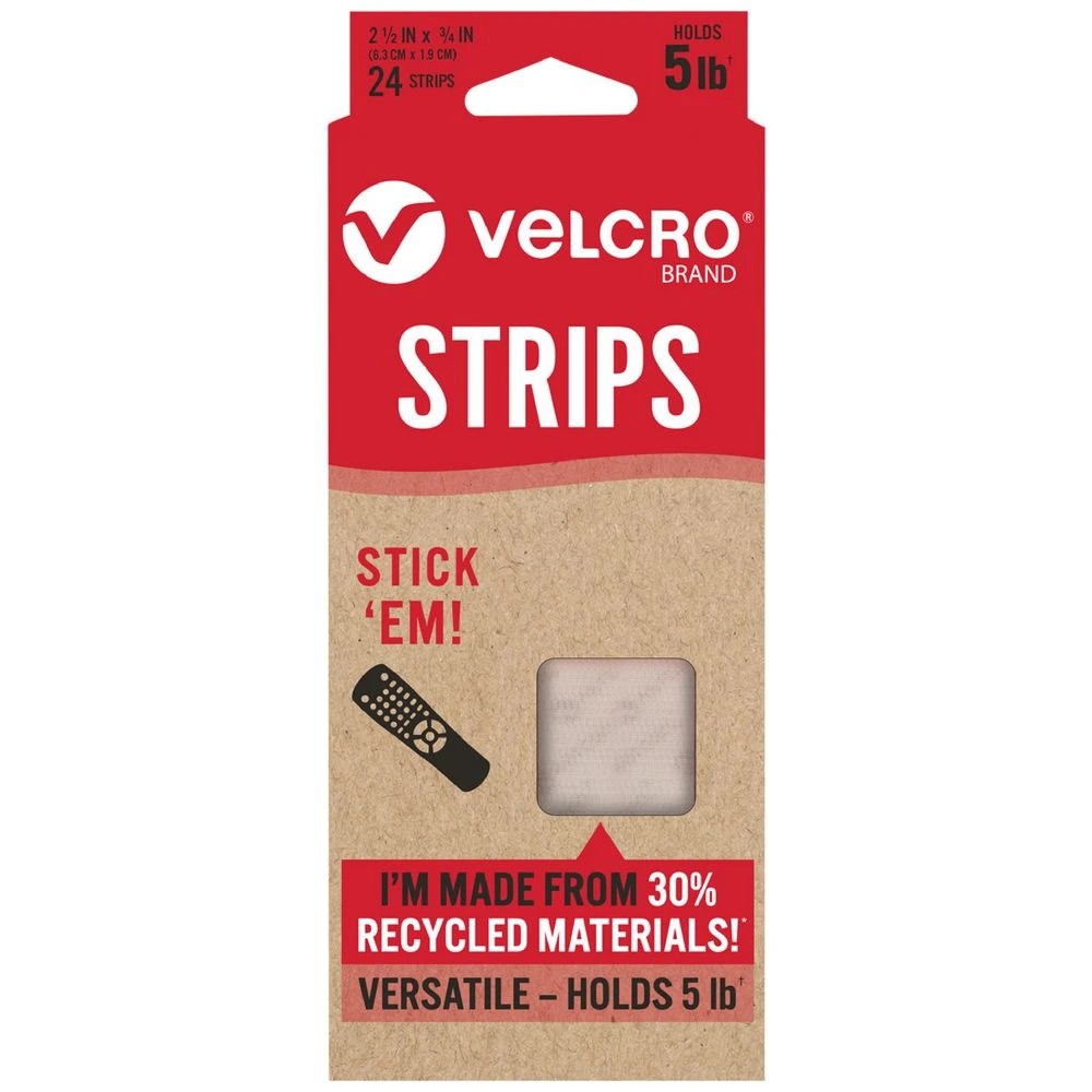 1 VELCRO Strips 6.3 x 1.9 cm 24 Pack White, 1 of 2
