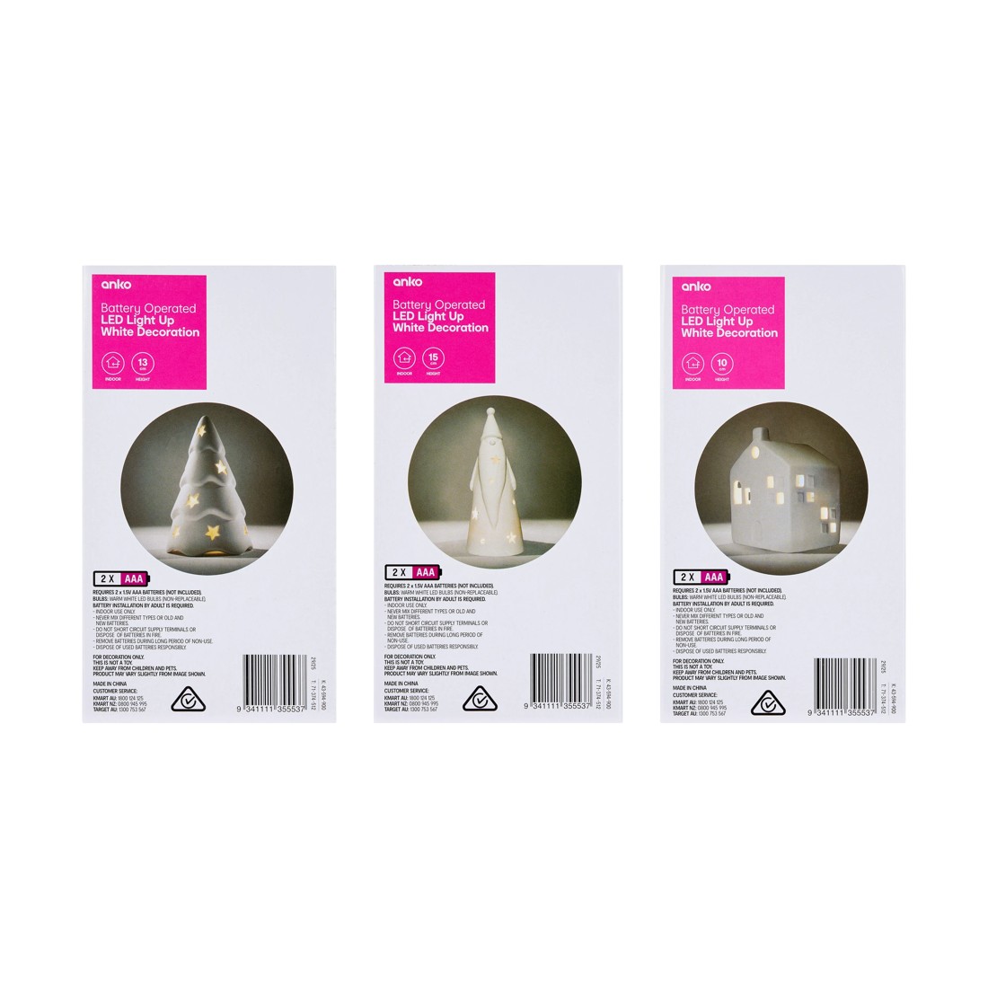 9 Battery Operated LED Light Up White Decoration - Assorted, 9 of 9