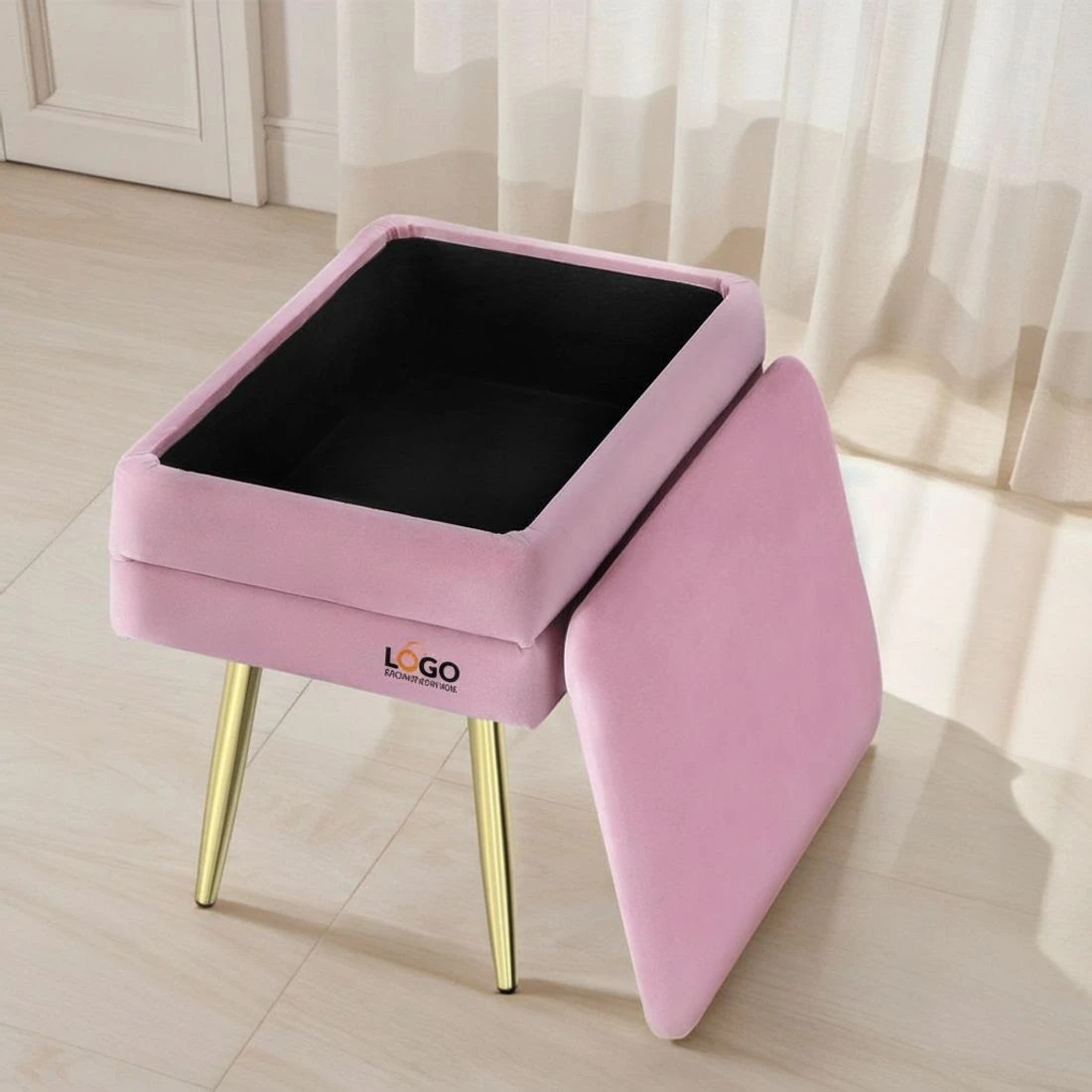 5 Artiss Ottoman Storage Foot Stool Vanity Velvet - Pink, 5 of 5