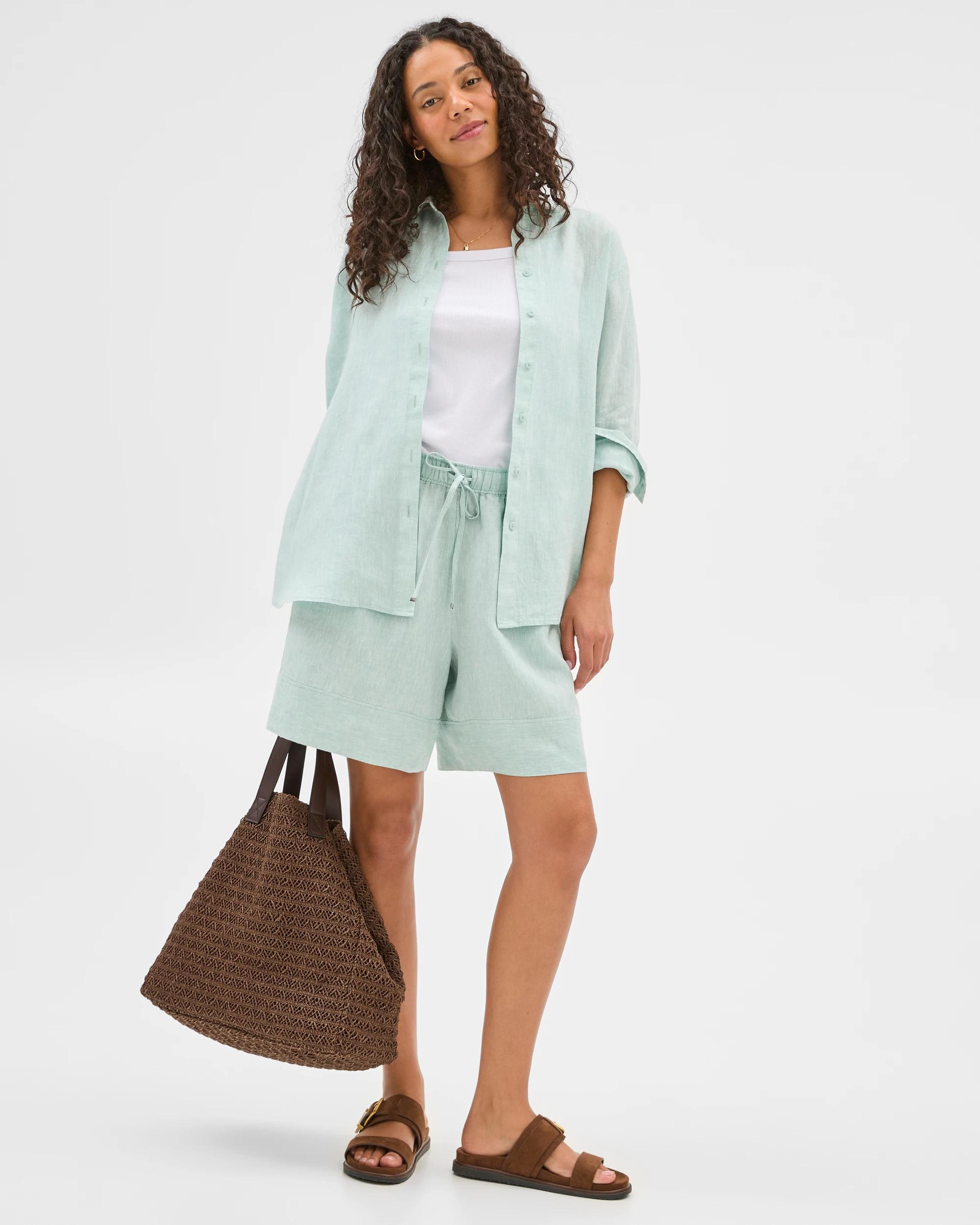 1 Target European Linen Long Sleeve Shirt AQUIFER X-DYE, 1 of 6