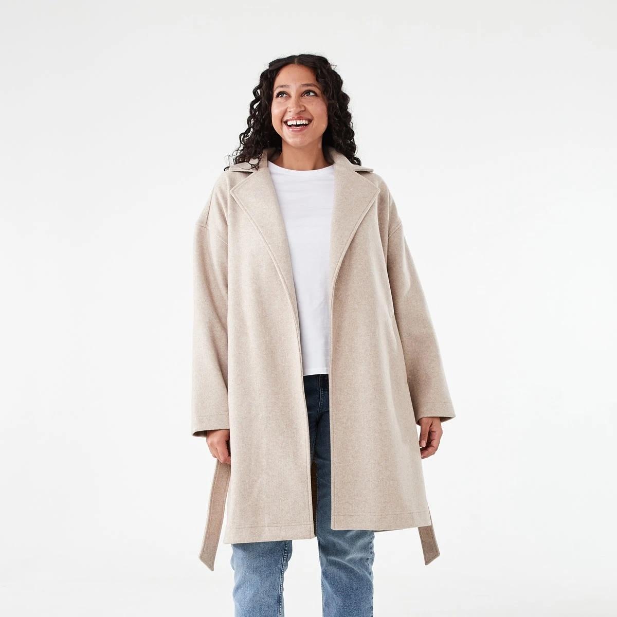 4 Oversized Coat with Belt Loml Marle, 4 of 9