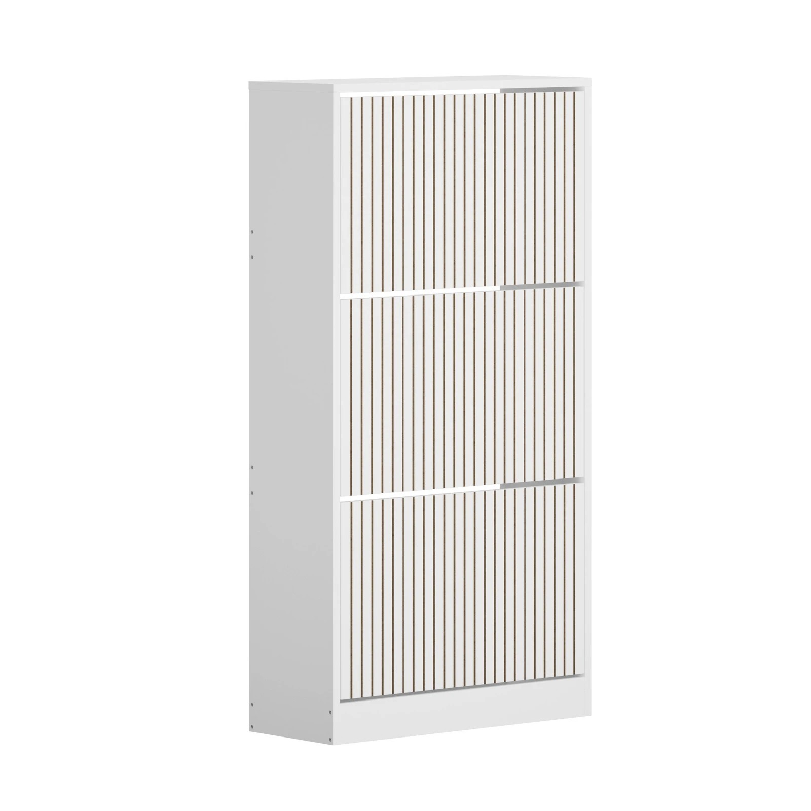 8 Oikiture Shoe Rack Storage Cabinet Organiser Drawers 3 Doors
 - White, 8 of 10