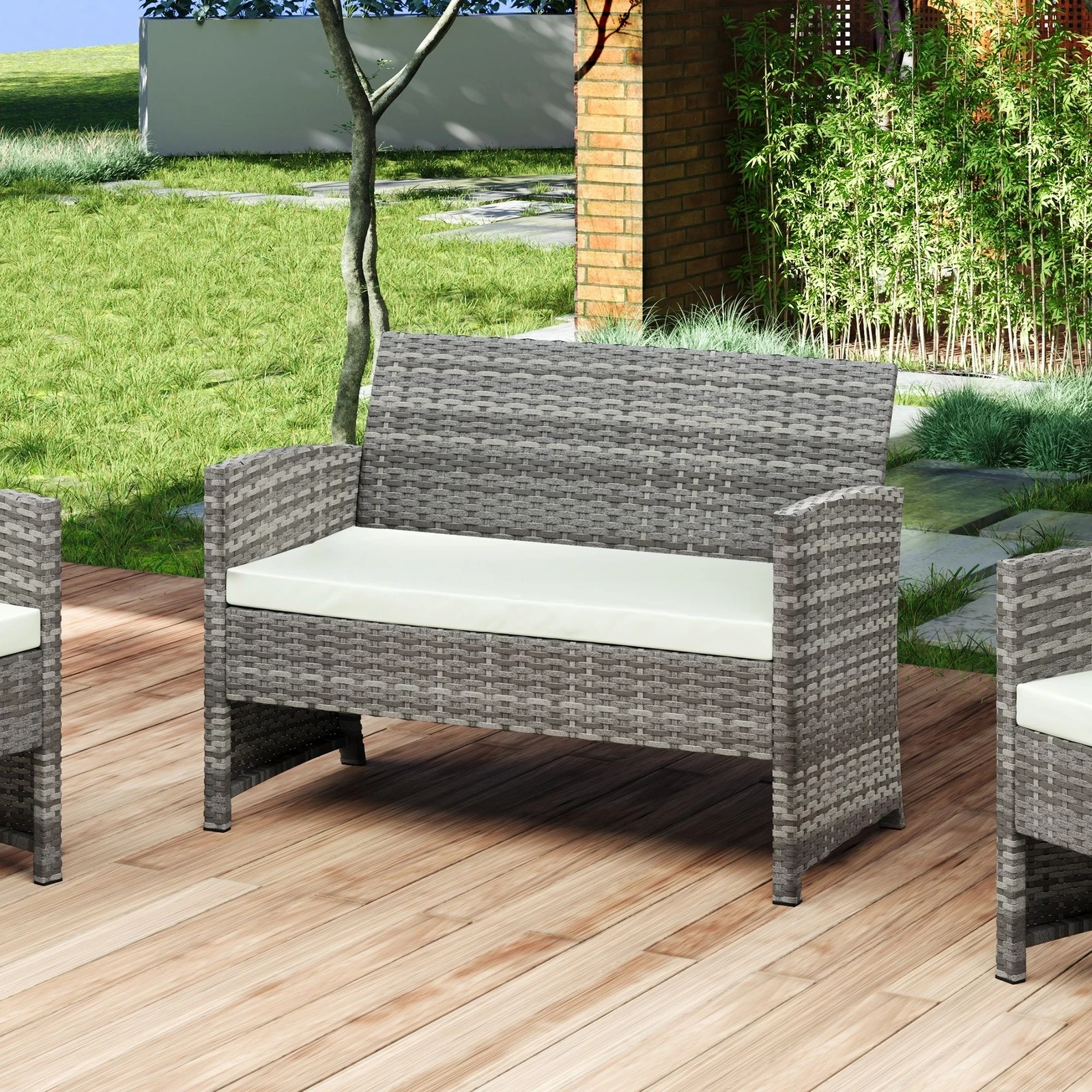 3 Alfordson Outdoor Furniture 4PCS Garden Patio Chairs Table Set Wicker - Grey, 3 of 10