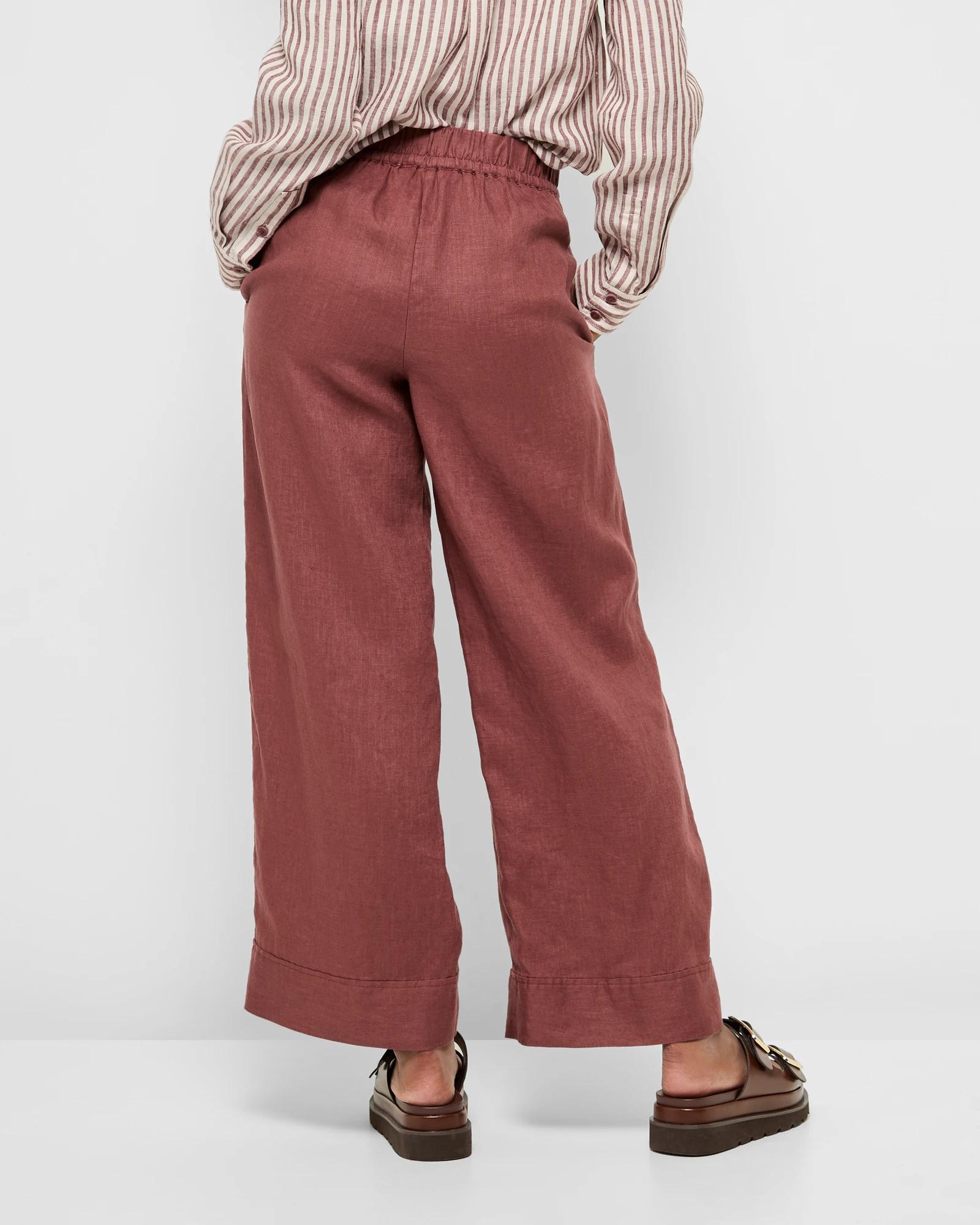 4 Target Petites European Linen Wide Leg Pants CAROB, 4 of 5