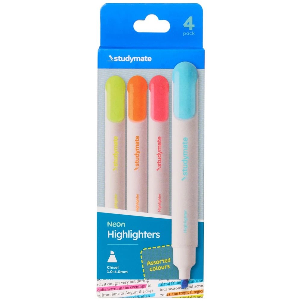 1 Studymate Grip Highlighters Assorted 4 Pack, 1 of 7