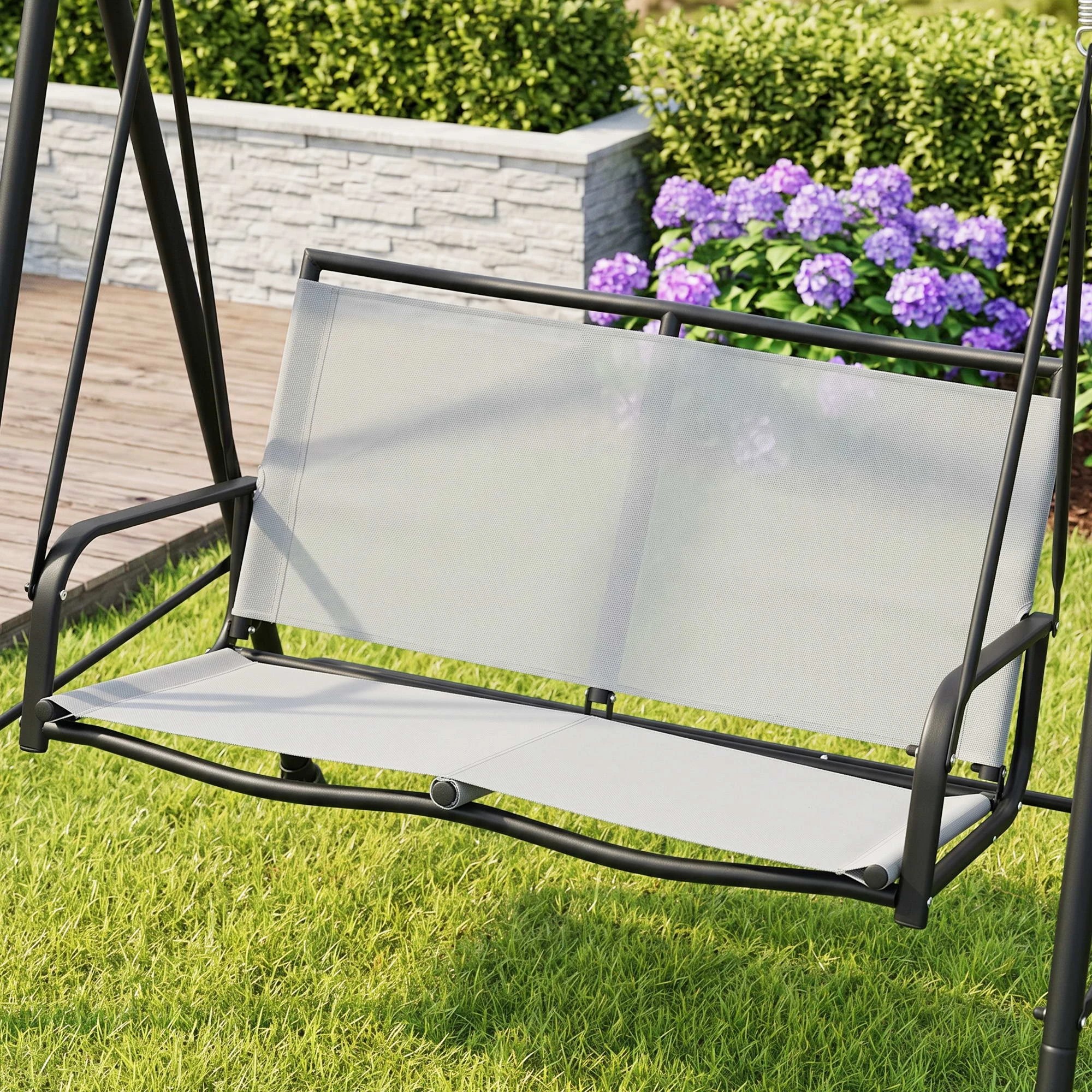 5 Gardeon Outdoor Swing Chair with Stand Adjustable Canopy 2-Seater Hanging Chair 142cmx172cm 250kg Capacity - Grey, 5 of 8
