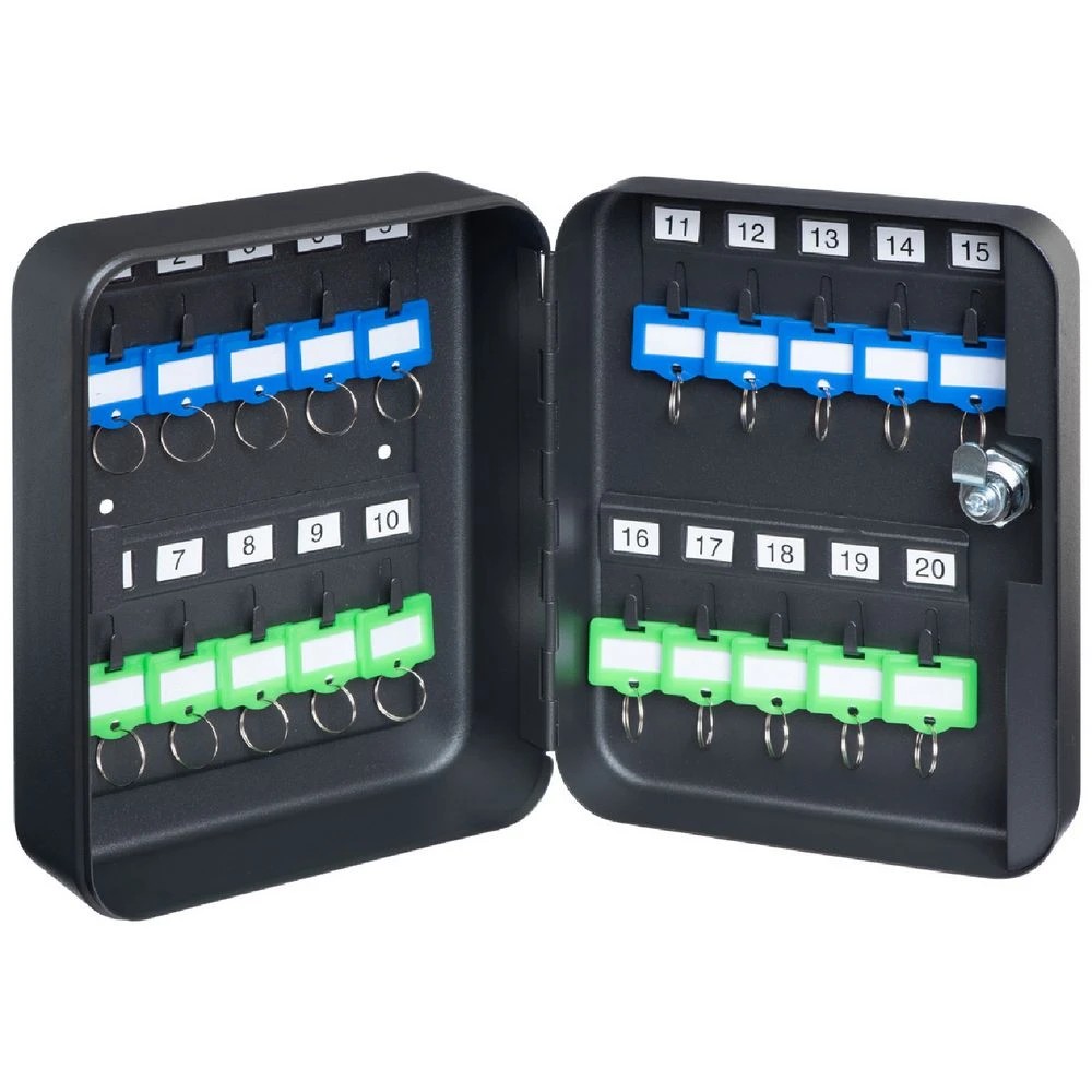 1 J.Burrows Key Cabinet with 20 Key Capacity Black, 1 of 2