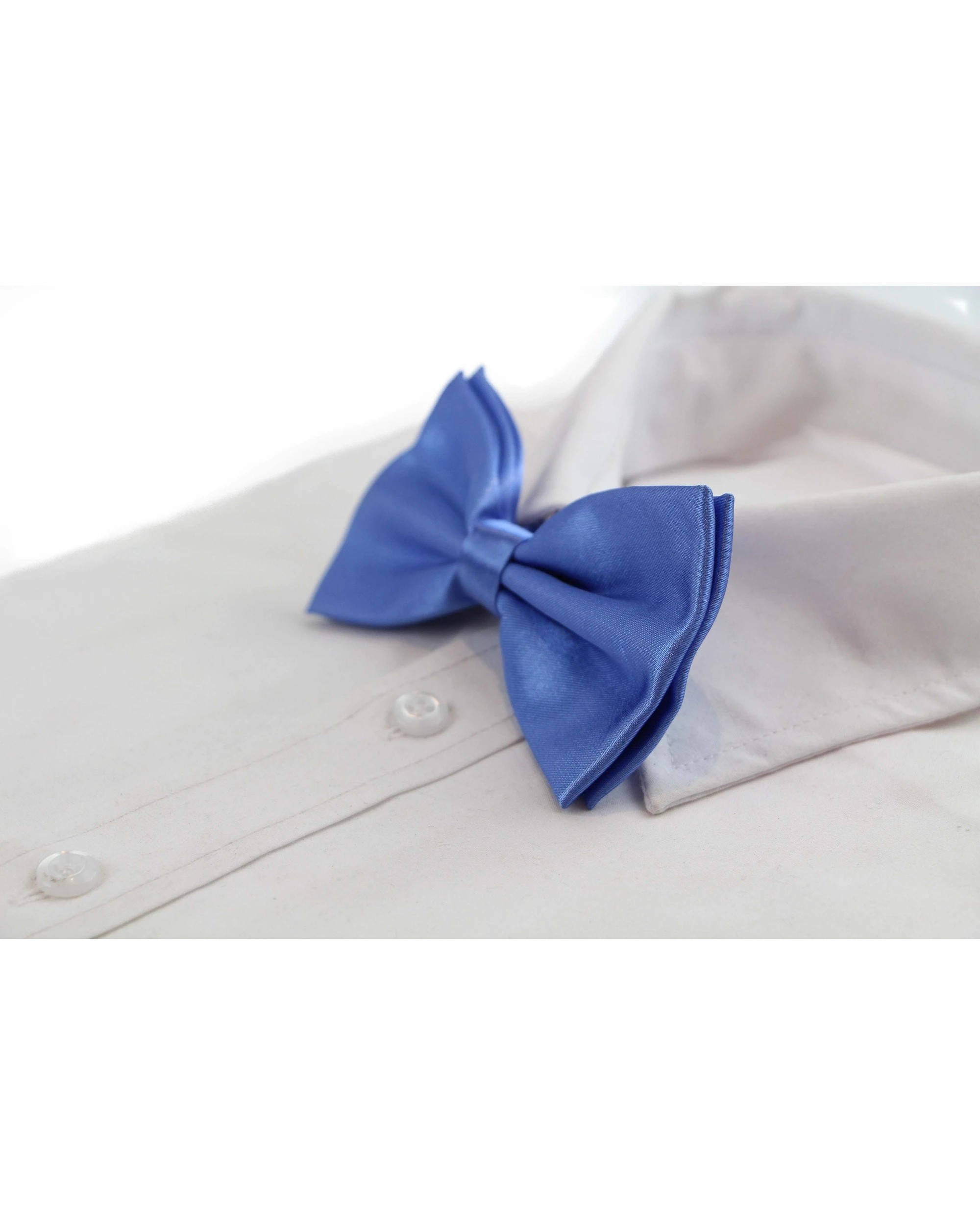 1 Zasel Mens Cornflower Blue Solid Plain Colour Bow Tie - Blue, 1 of 4