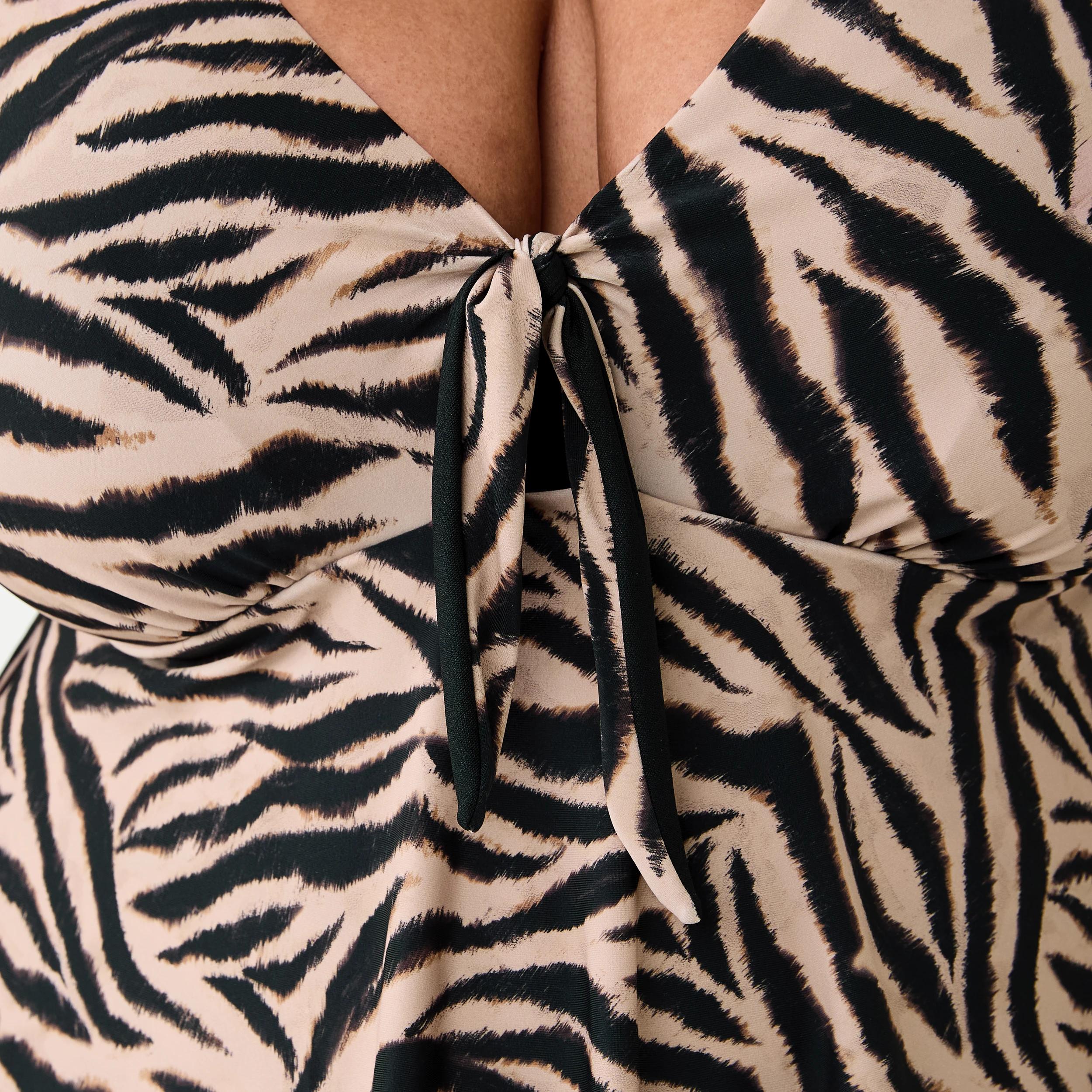 6 Curve Tie Front Skirted One Piece Swimsuit Zebra, 6 of 6