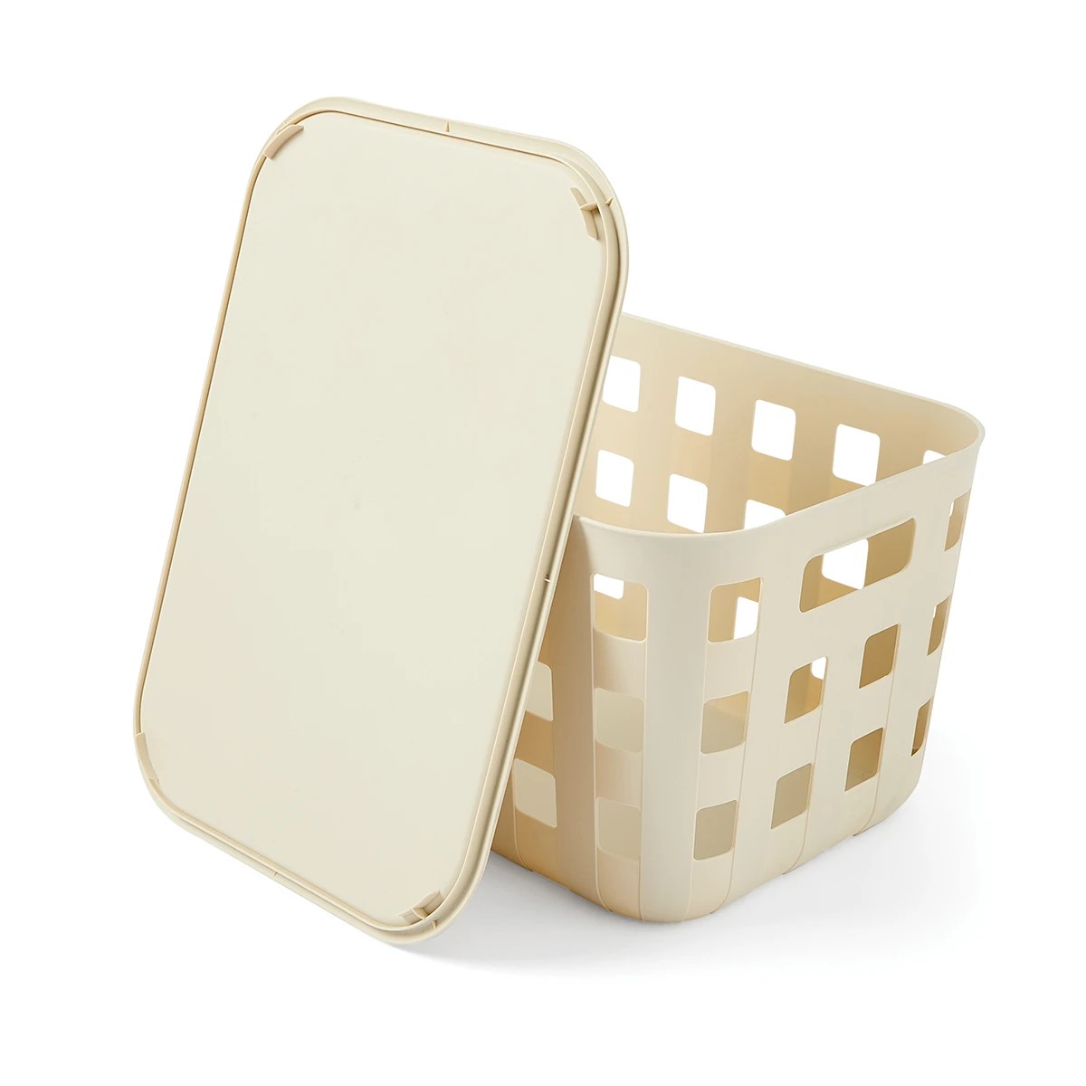 6 18L Rectangle Trellis Basket with Lid - Beige, 6 of 10