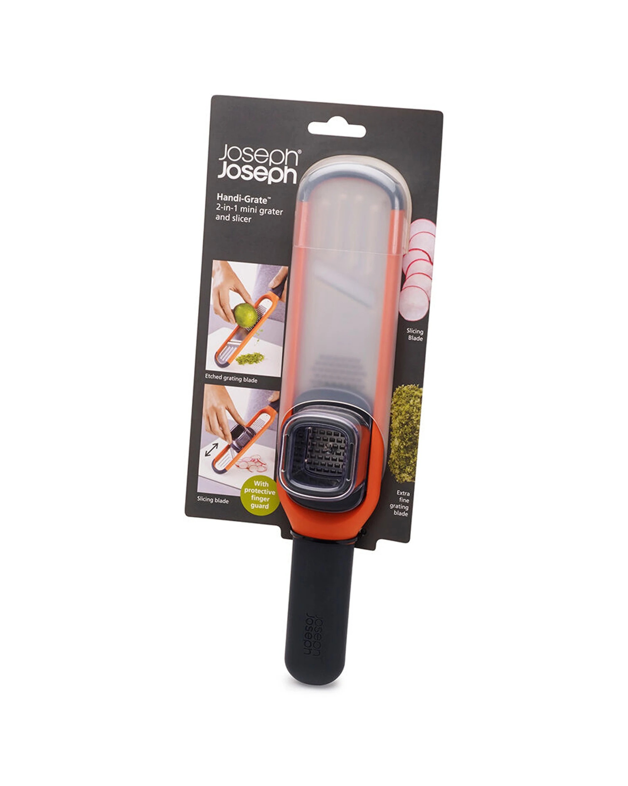 2 Joseph Joseph 2PK Handi-Grate 2-in-1 Mini Grater And Slicer Razor Sharp - Orange, 2 of 8