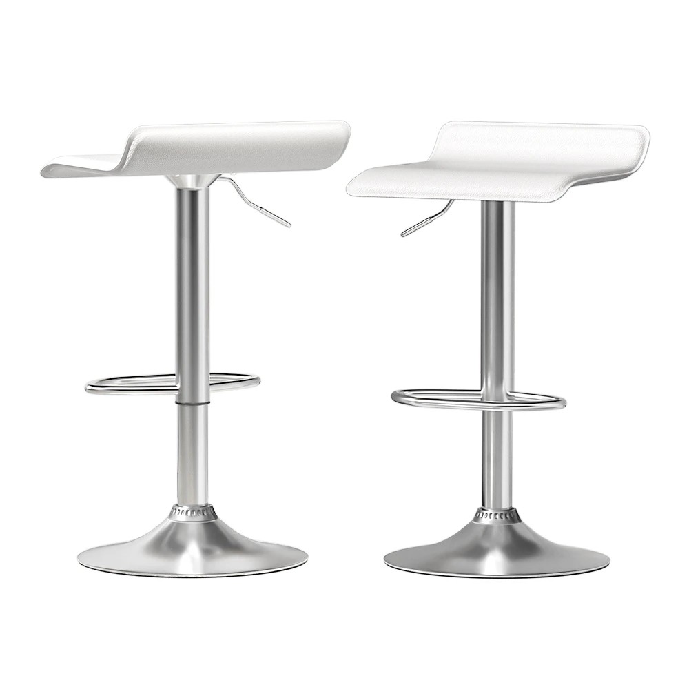 1 Artiss 2x Bar Stools Faux Leather Chair - White, 1 of 5