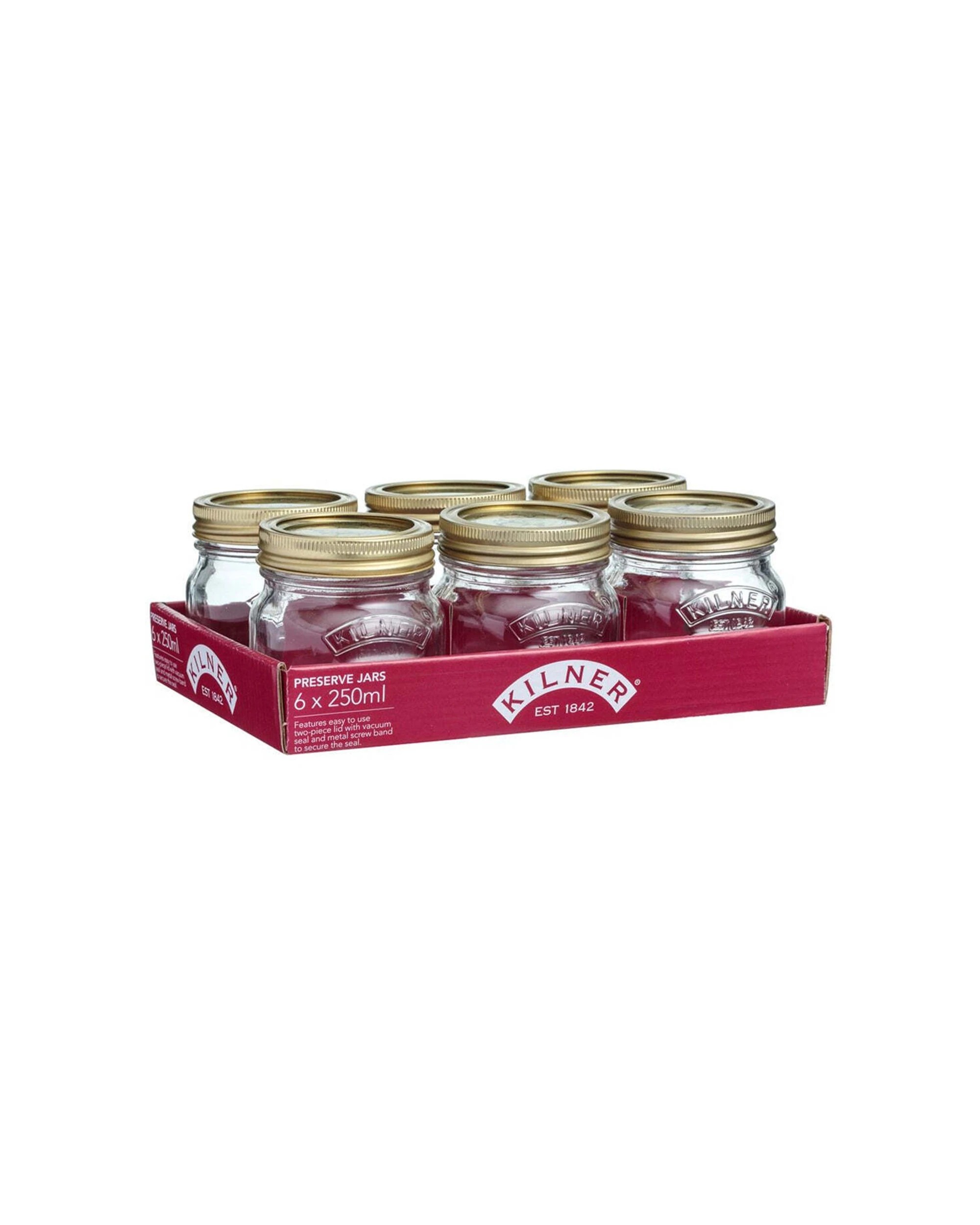 1 Kilner 6PC 250ml Glass Preserve Jar Set With Metal Lid - Clear, 1 of 1