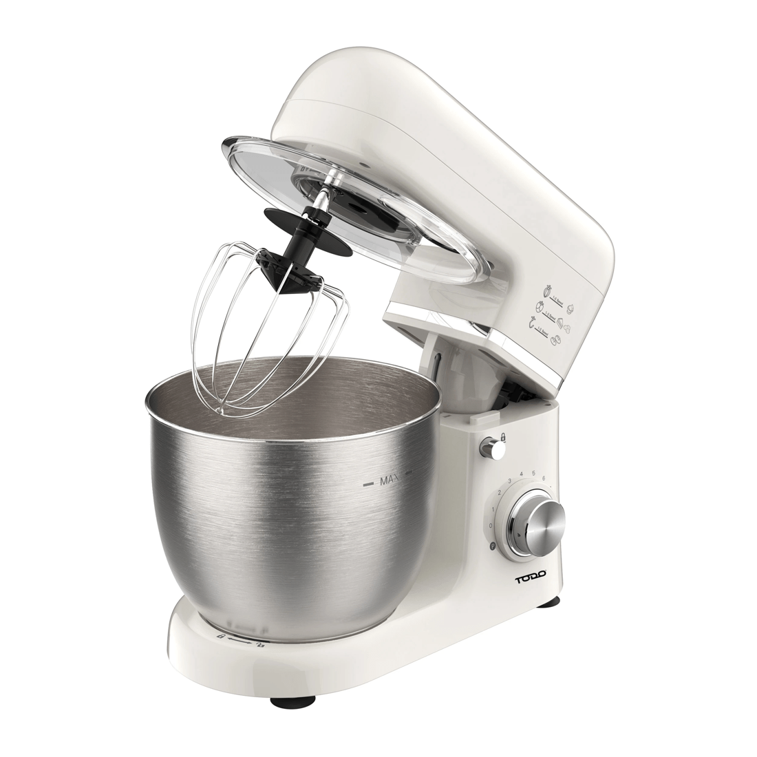 2 TODO 1300W Electric Stand Mixer 5L Stainless Steel Bowl 8 Speed Plus Pulse Control - Cream, 2 of 6