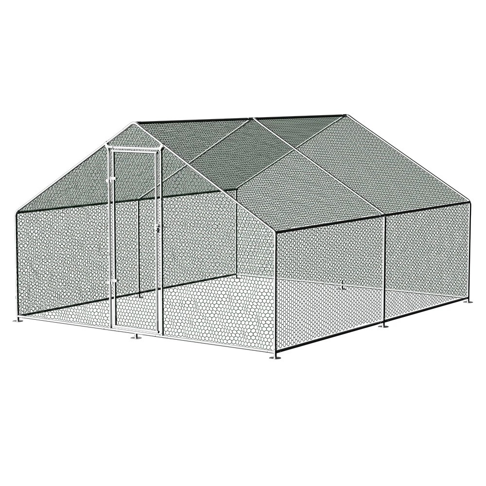 1 i.Pet Chicken Coop Cage 3x4x2m Galvanised Steel - Silver, 1 of 6