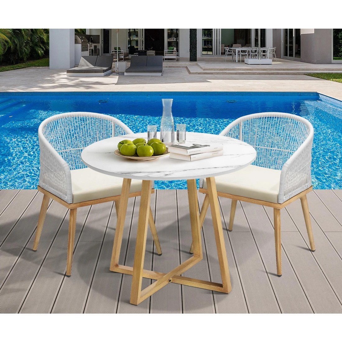 5 Livsip 3 Piece Outdoor Dining Setting Table Lounge Chairs Patio Furniture Set
 - Multi, 5 of 10