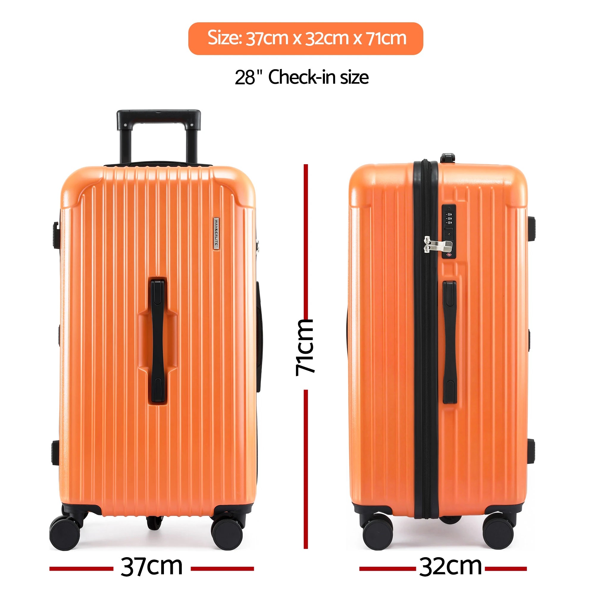 2 Wanderlite 28" Trunk Luggage Suitcase Travel 5 Wheels Type-C Port TSA - Orange, 2 of 4