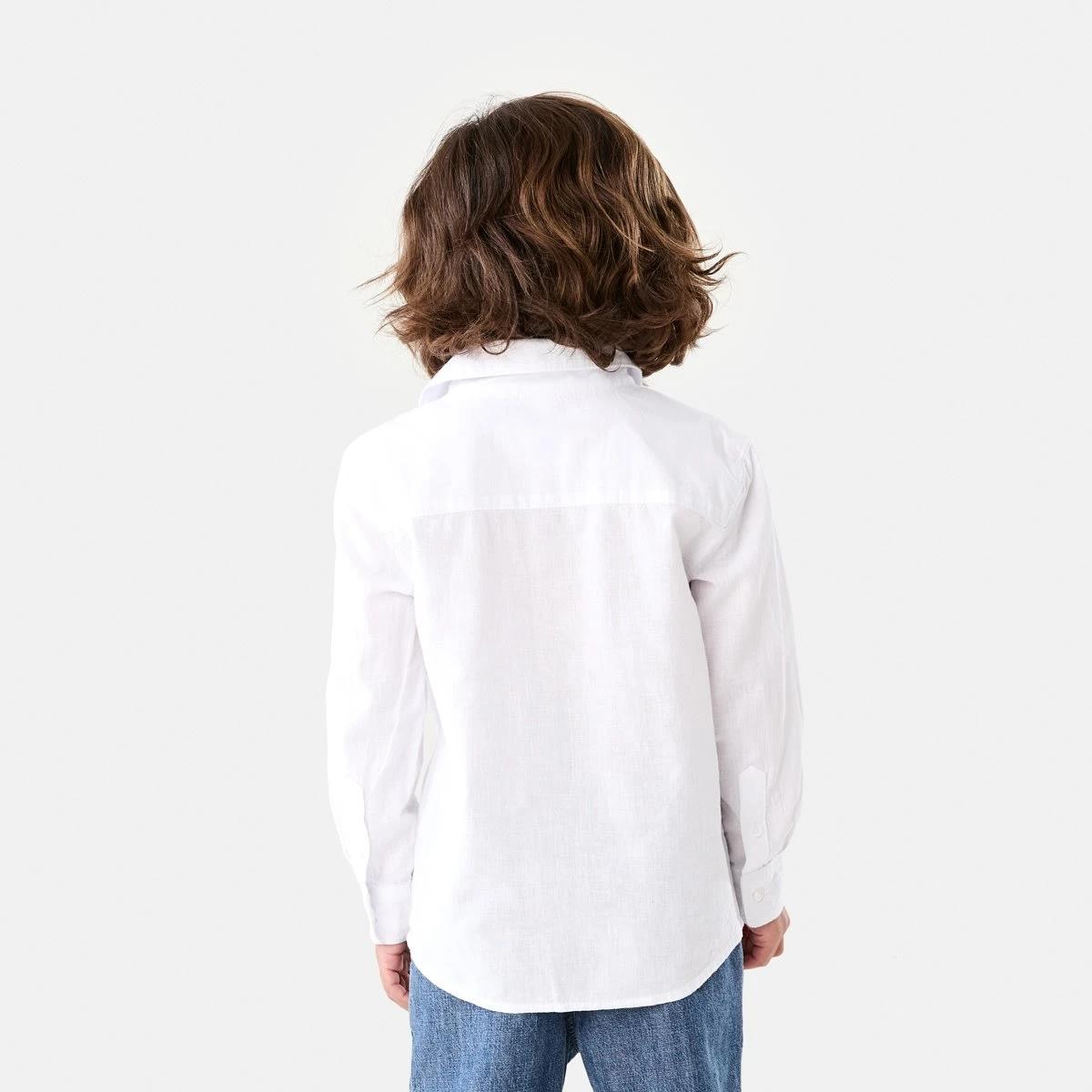3 Long Sleeve Linen Shirt WHITE, 3 of 9