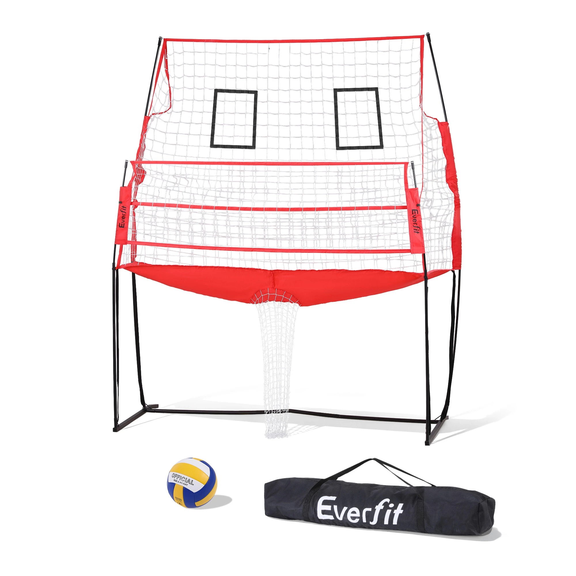 1 Everfit 8ft Volleyball Net Training Equipment Adjustable Height Portable with Ball and Bag - Red, 1 of 8